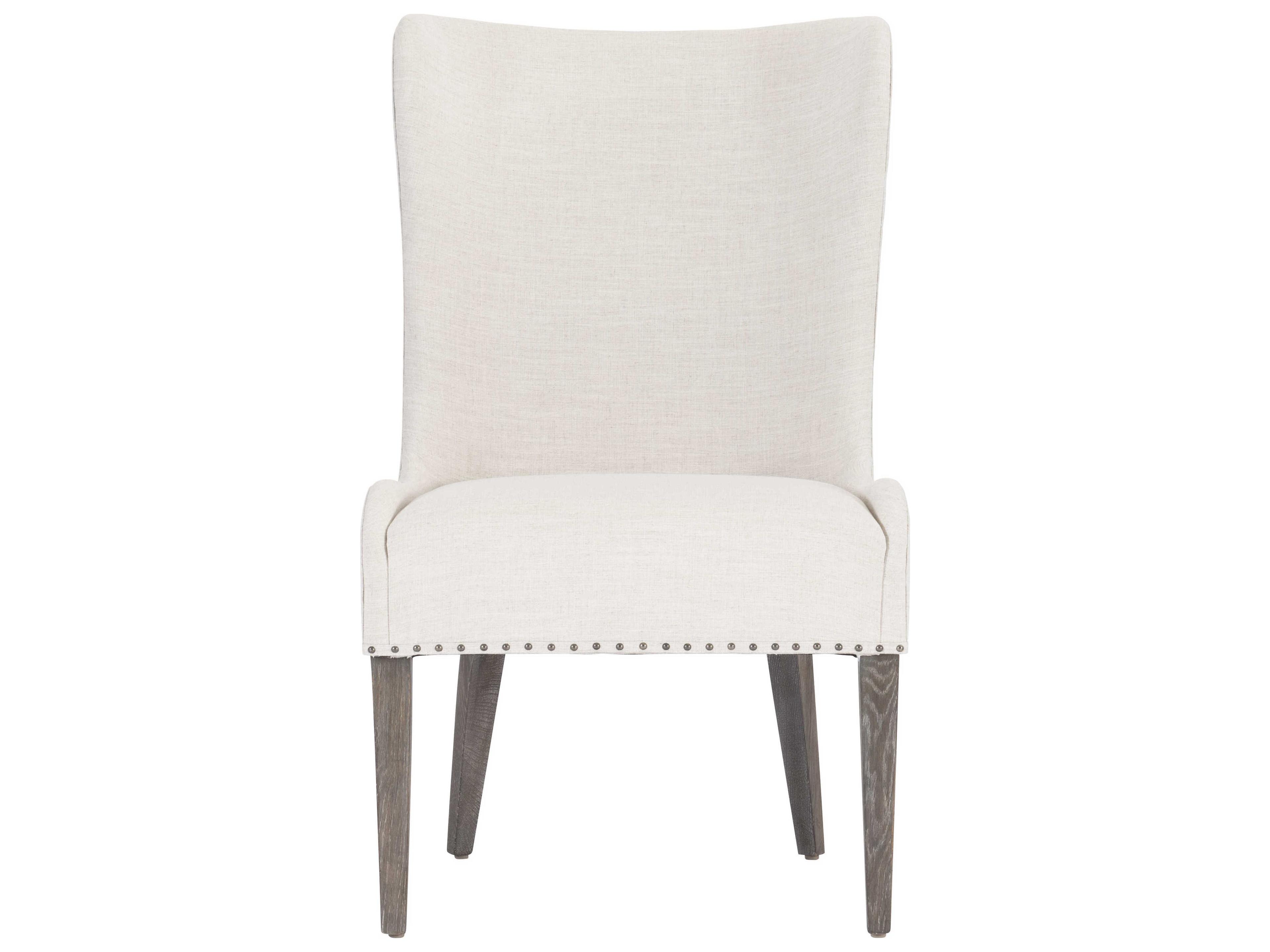 Bernhardt Albion Oak Wood White Upholstered Side Dining Chair