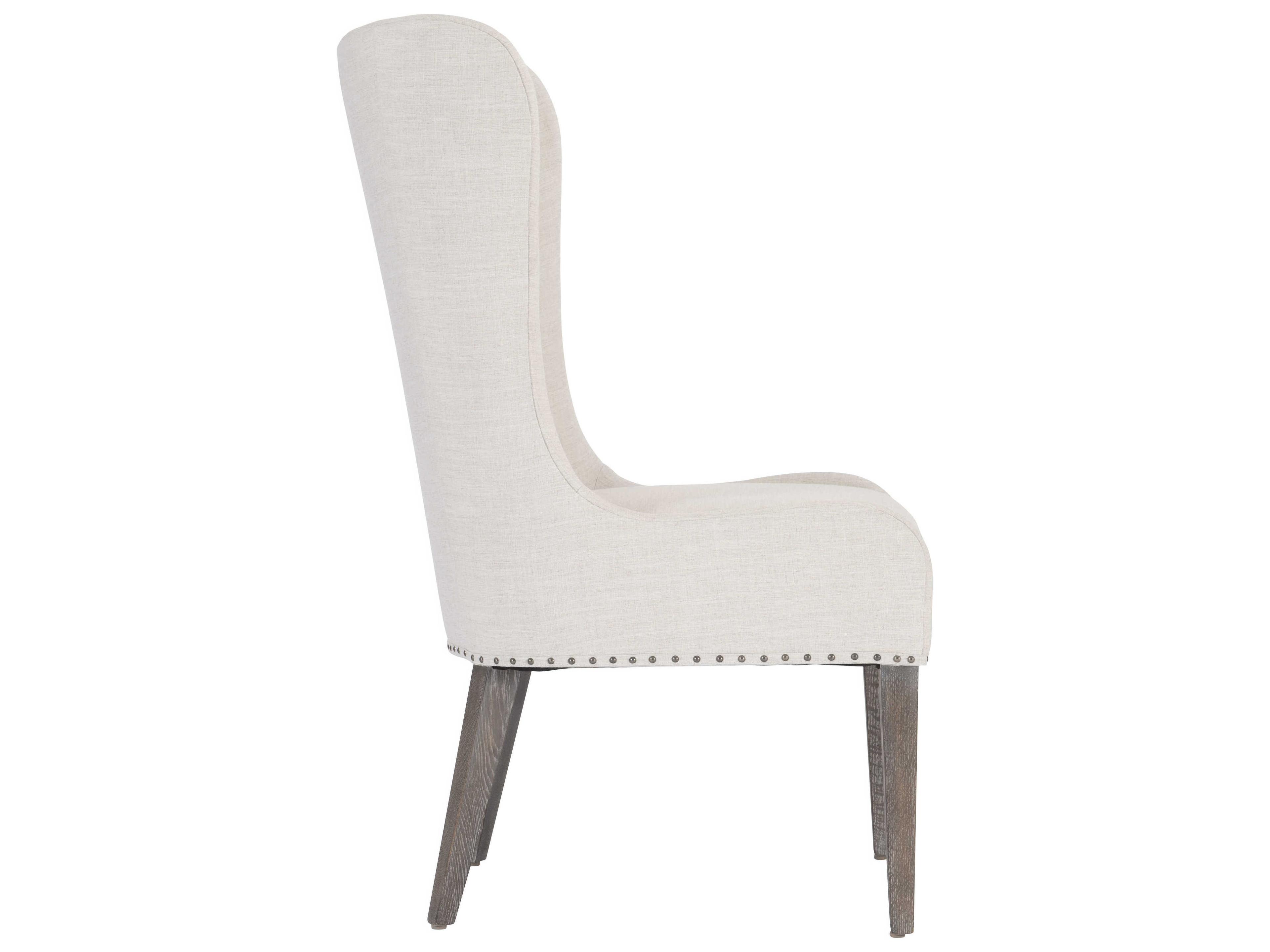 Bernhardt Albion Oak Wood White Upholstered Side Dining Chair
