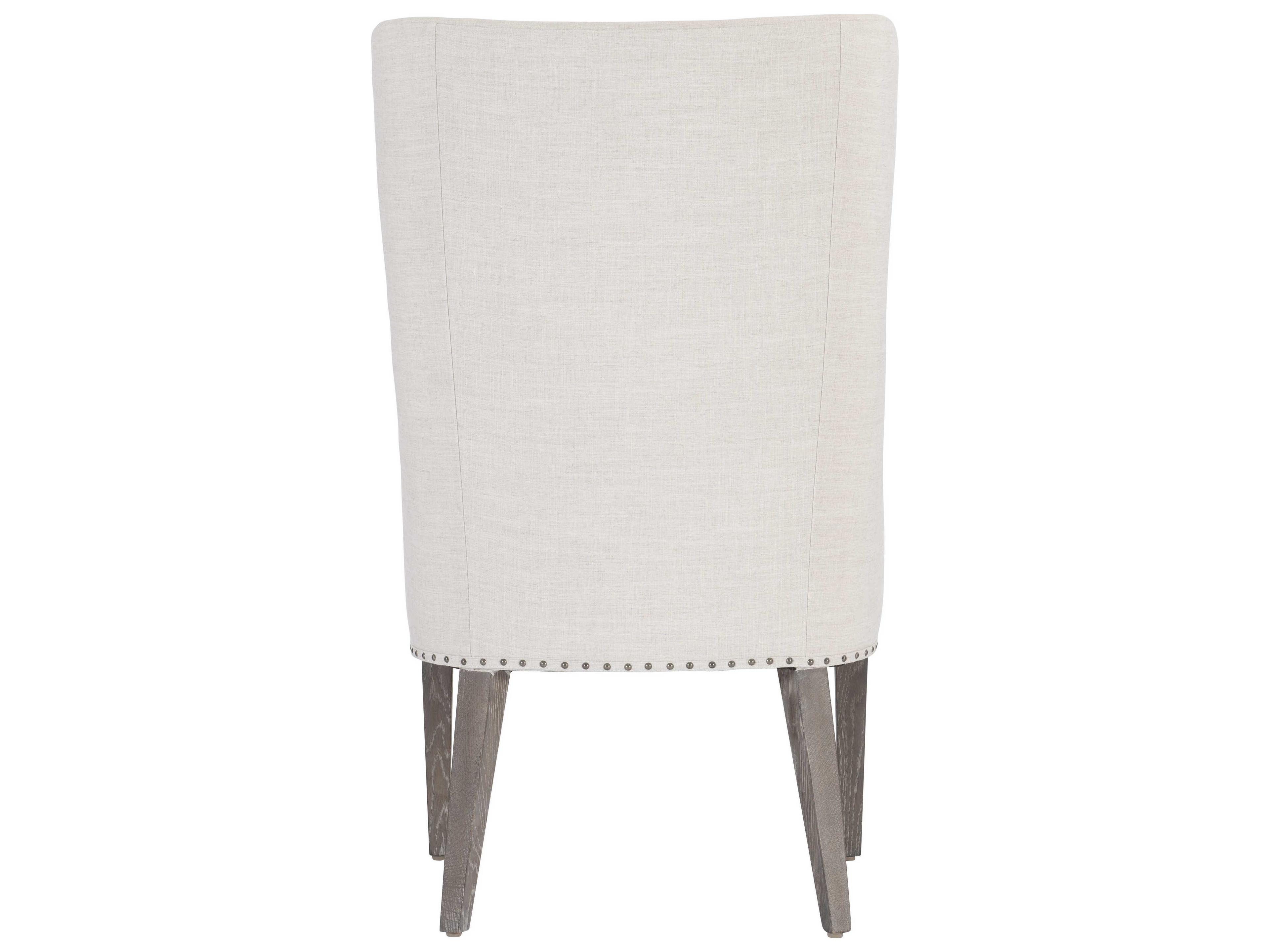 Bernhardt Albion Oak Wood White Upholstered Side Dining Chair
