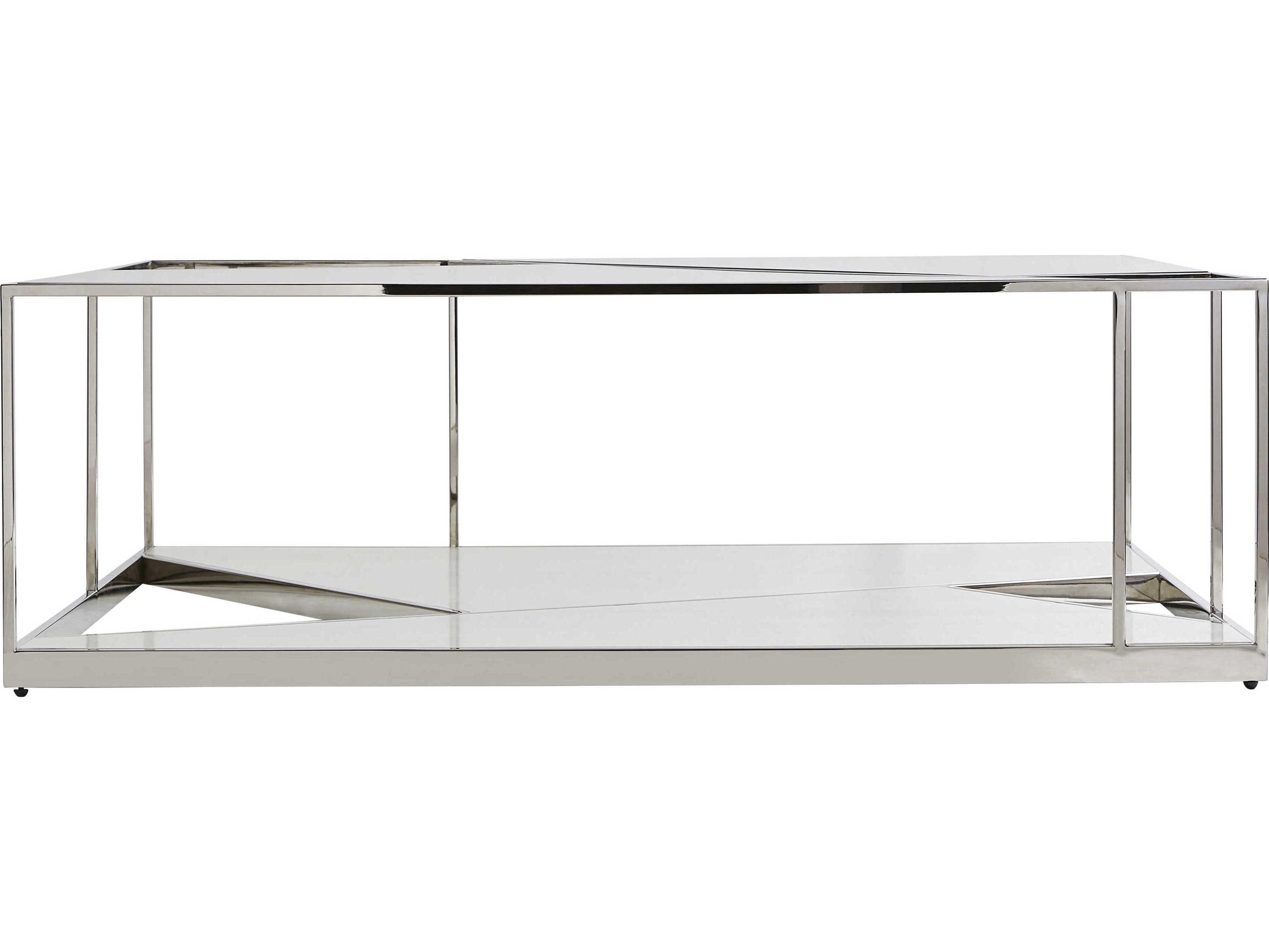 Bernhardt Maymont Rectangular Glass Polished Stainless Steel Cocktail Table