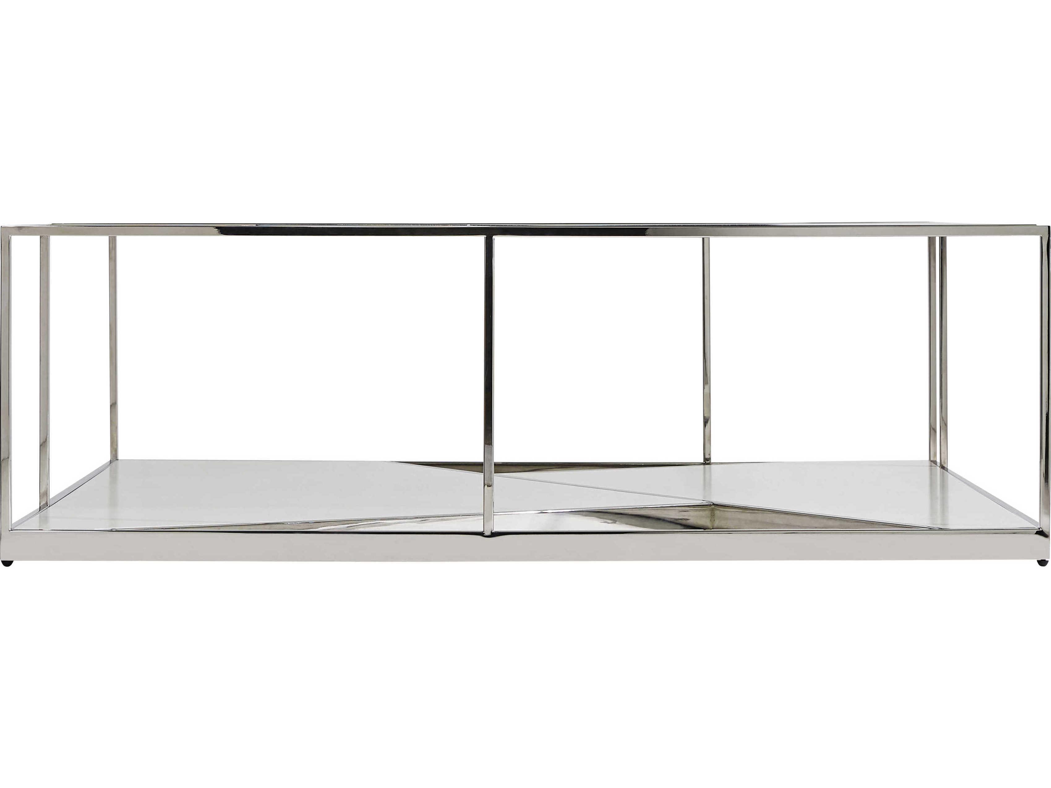Bernhardt Maymont Rectangular Glass Polished Stainless Steel Cocktail Table