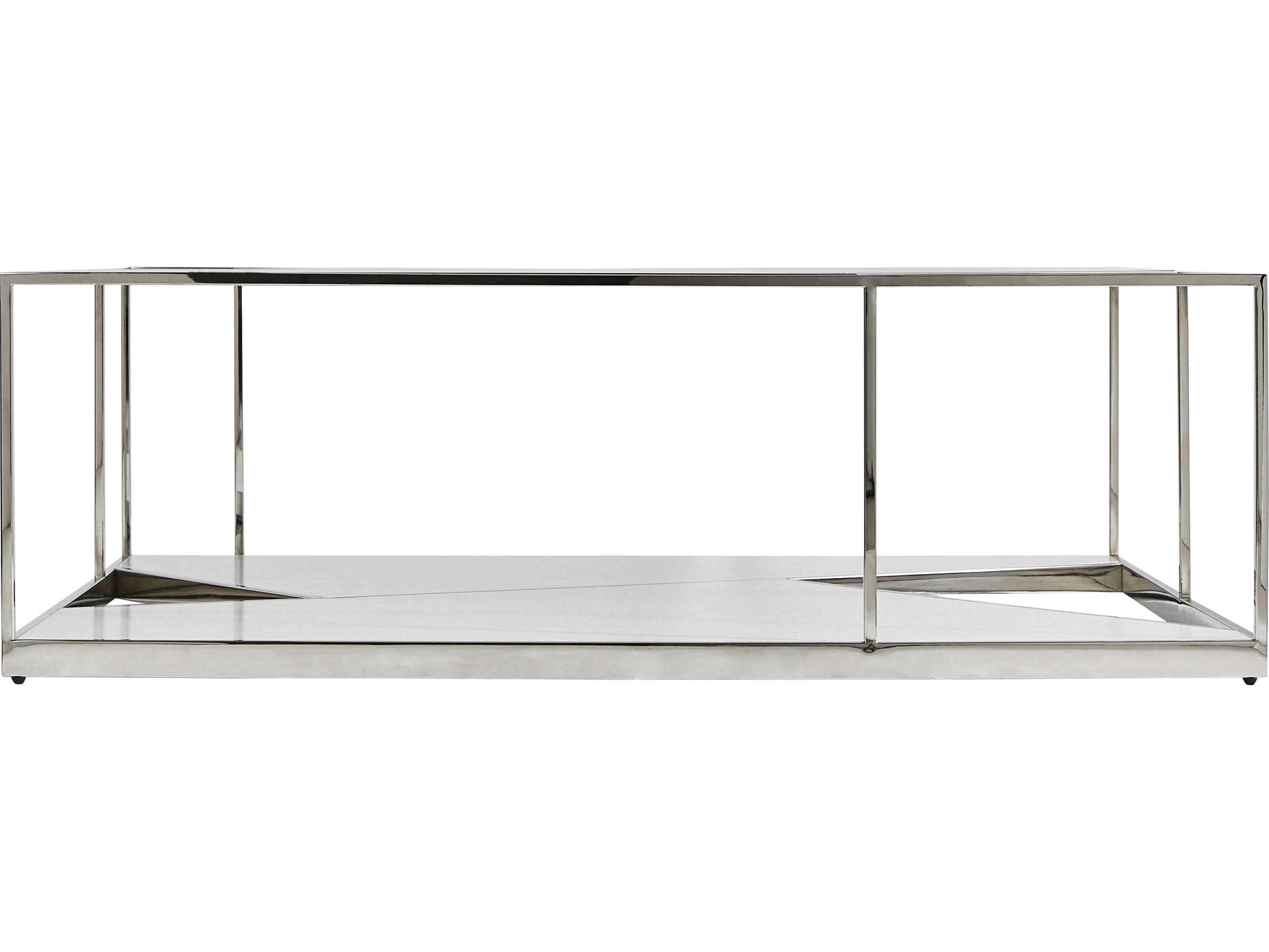 Bernhardt Maymont Rectangular Glass Polished Stainless Steel Cocktail Table
