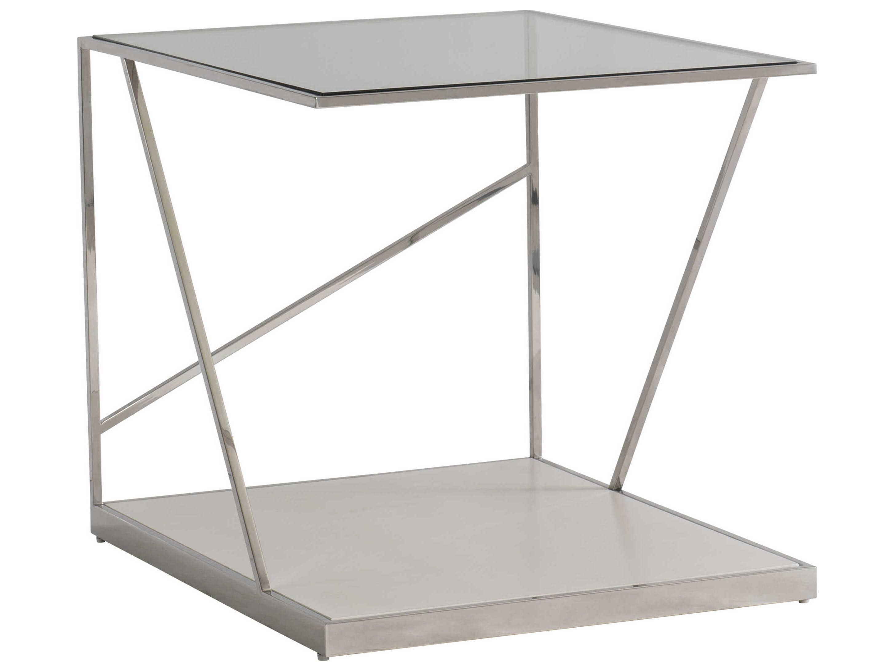 Bernhardt Maymont Rectangular Glass Powder Polished Stainless Steel End Table