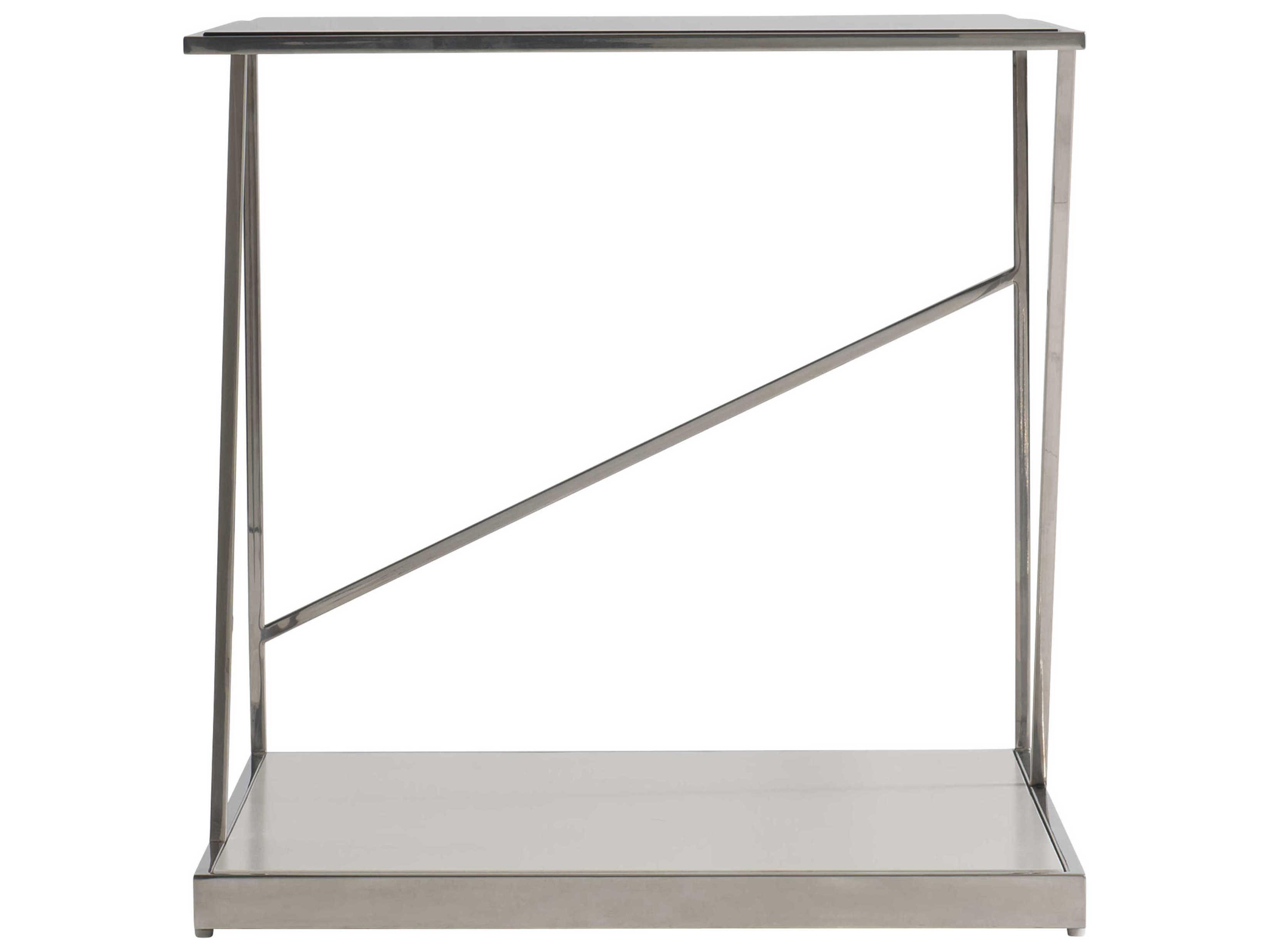 Bernhardt Maymont Rectangular Glass Powder Polished Stainless Steel End Table