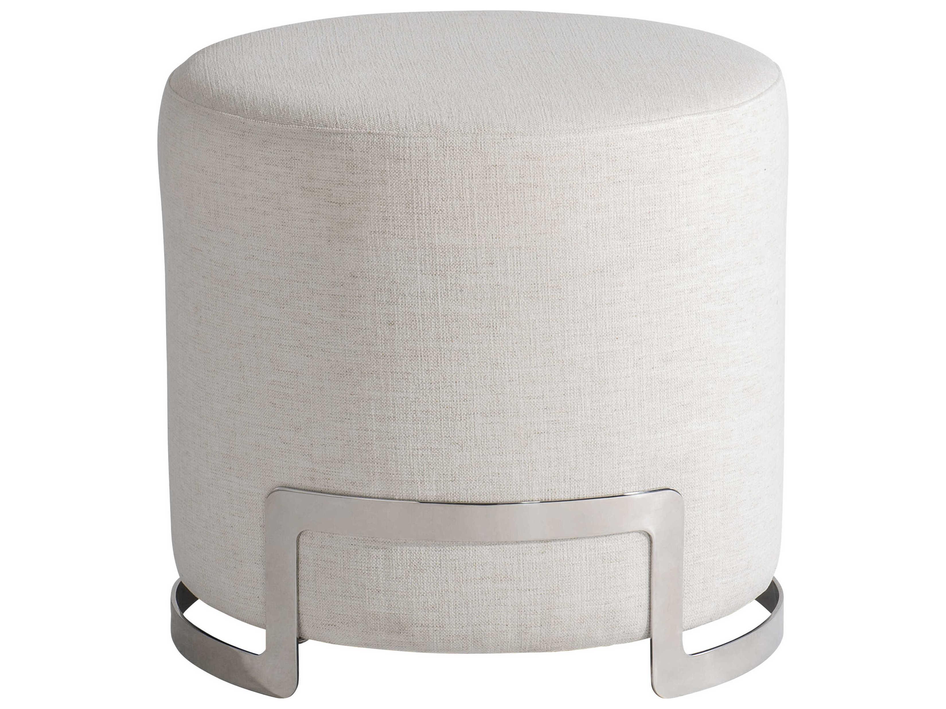 Bernhardt Modulum Polished Stainless Steel White Upholstered Accent Stool