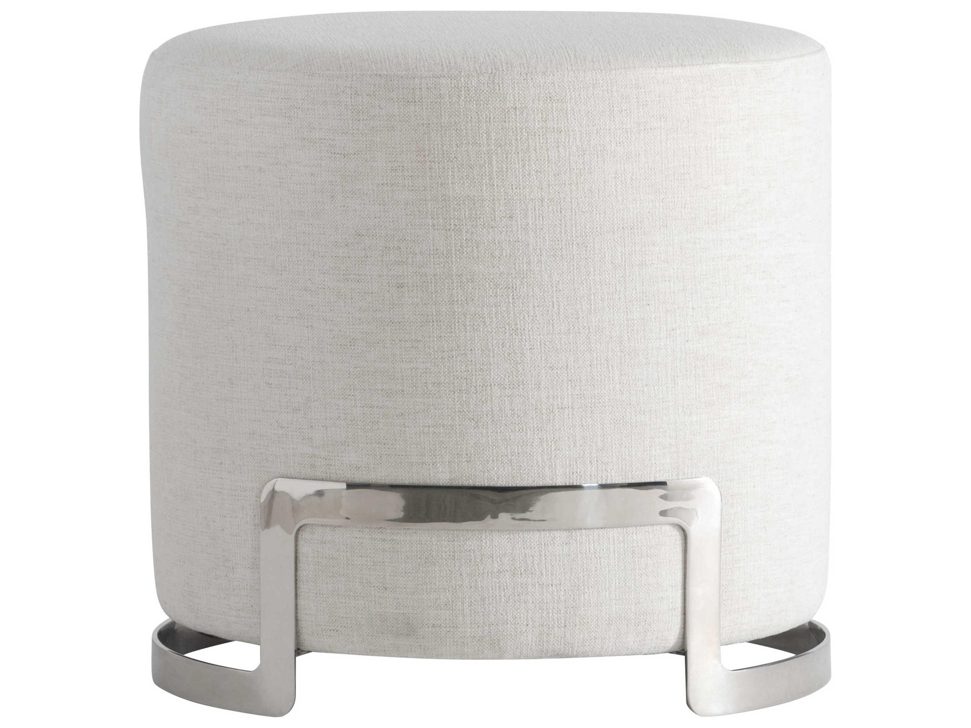 Bernhardt Modulum Polished Stainless Steel White Upholstered Accent Stool
