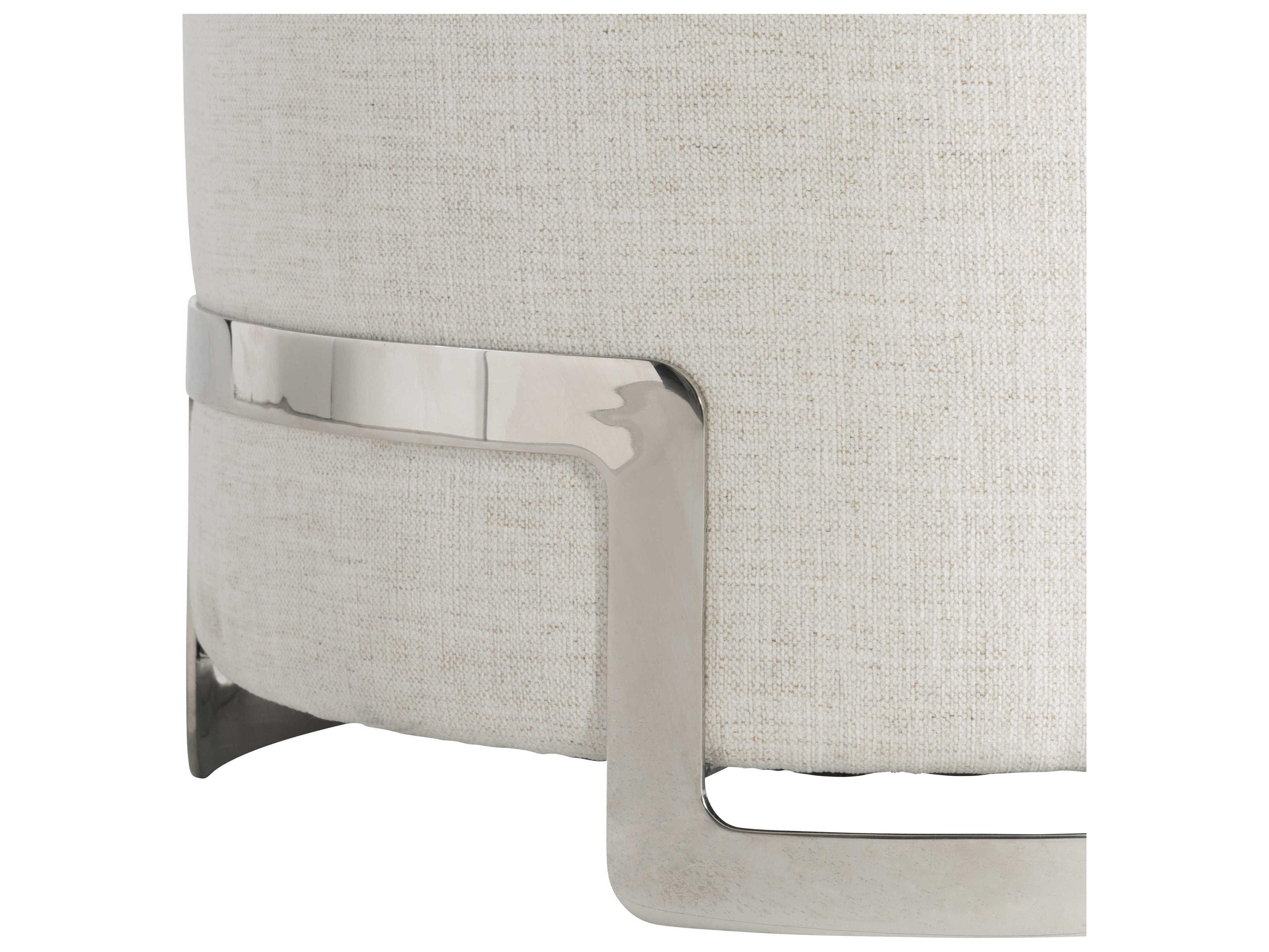 Bernhardt Modulum Polished Stainless Steel White Upholstered Accent Stool