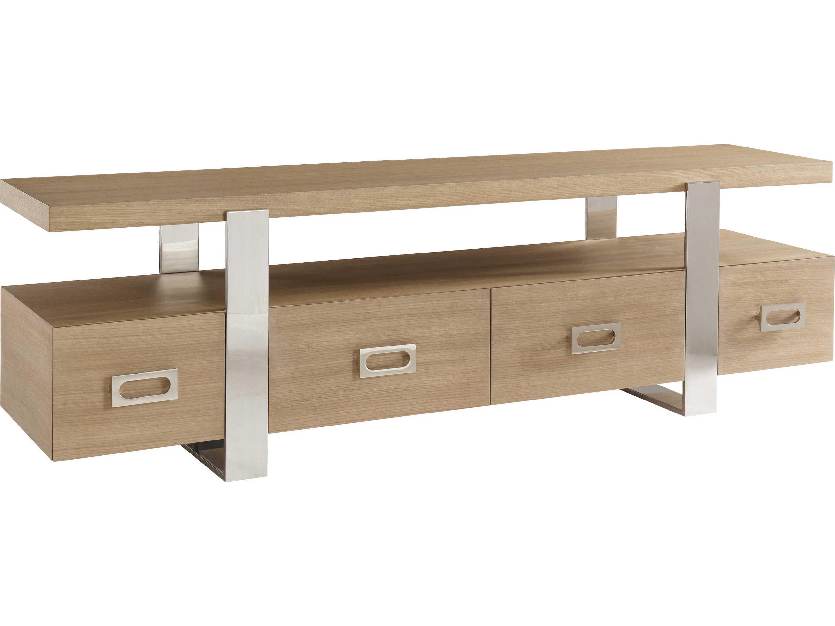 Bernhardt Modulum 84" Sahara Polished Stainless Steel Entertainment Credenza