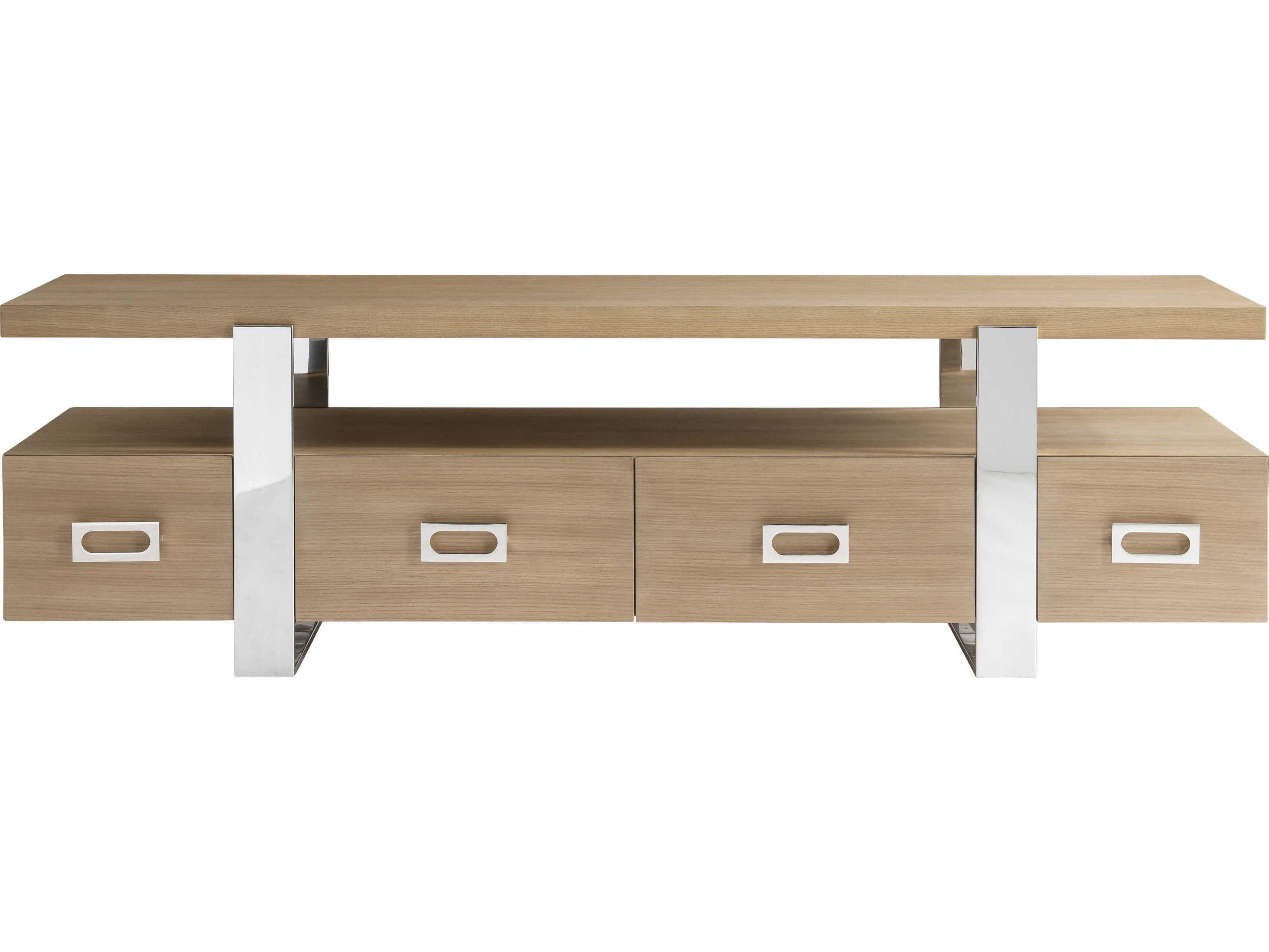 Bernhardt Modulum 84" Sahara Polished Stainless Steel Entertainment Credenza