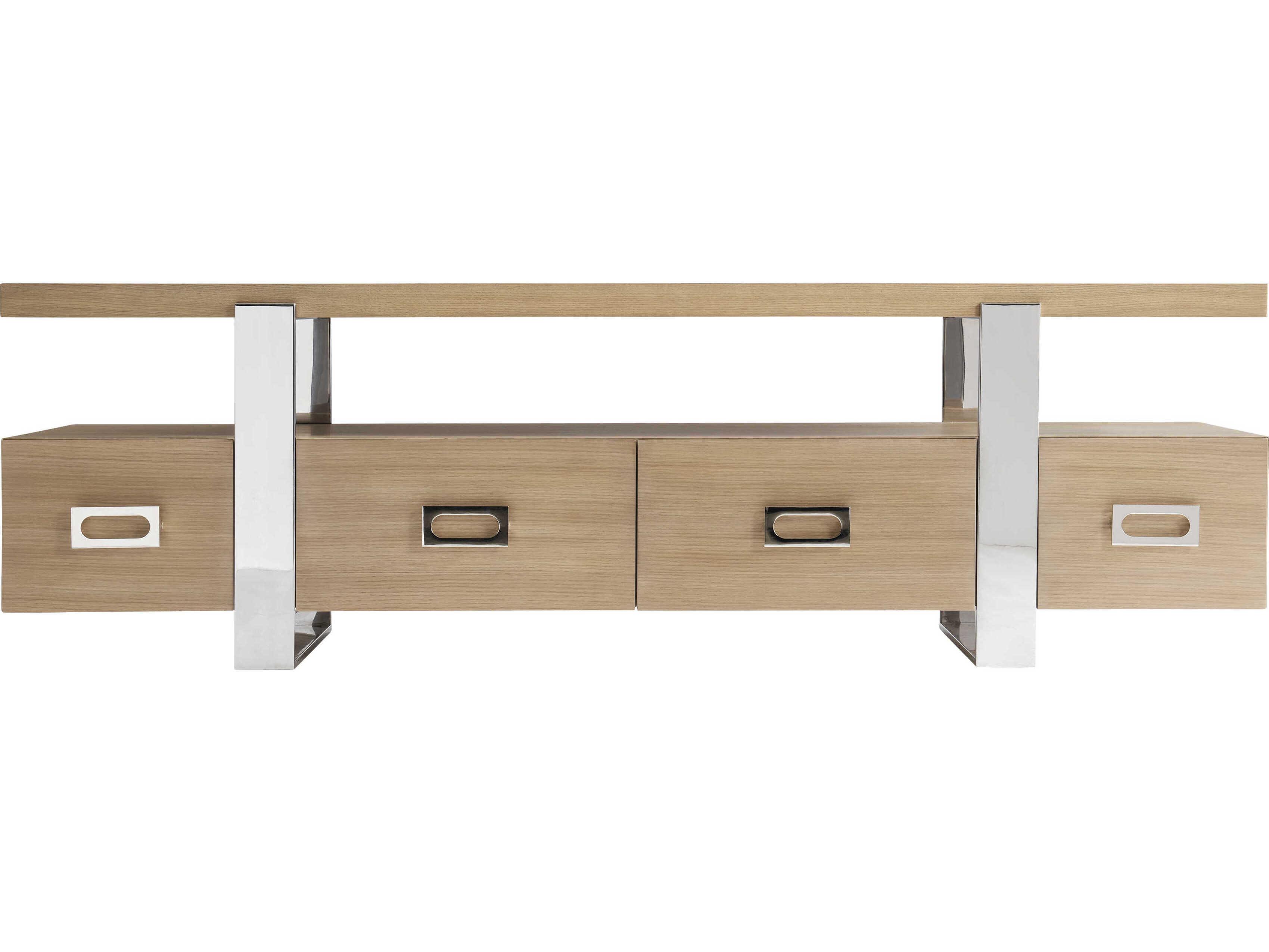 Bernhardt Modulum 84" Sahara Polished Stainless Steel Entertainment Credenza