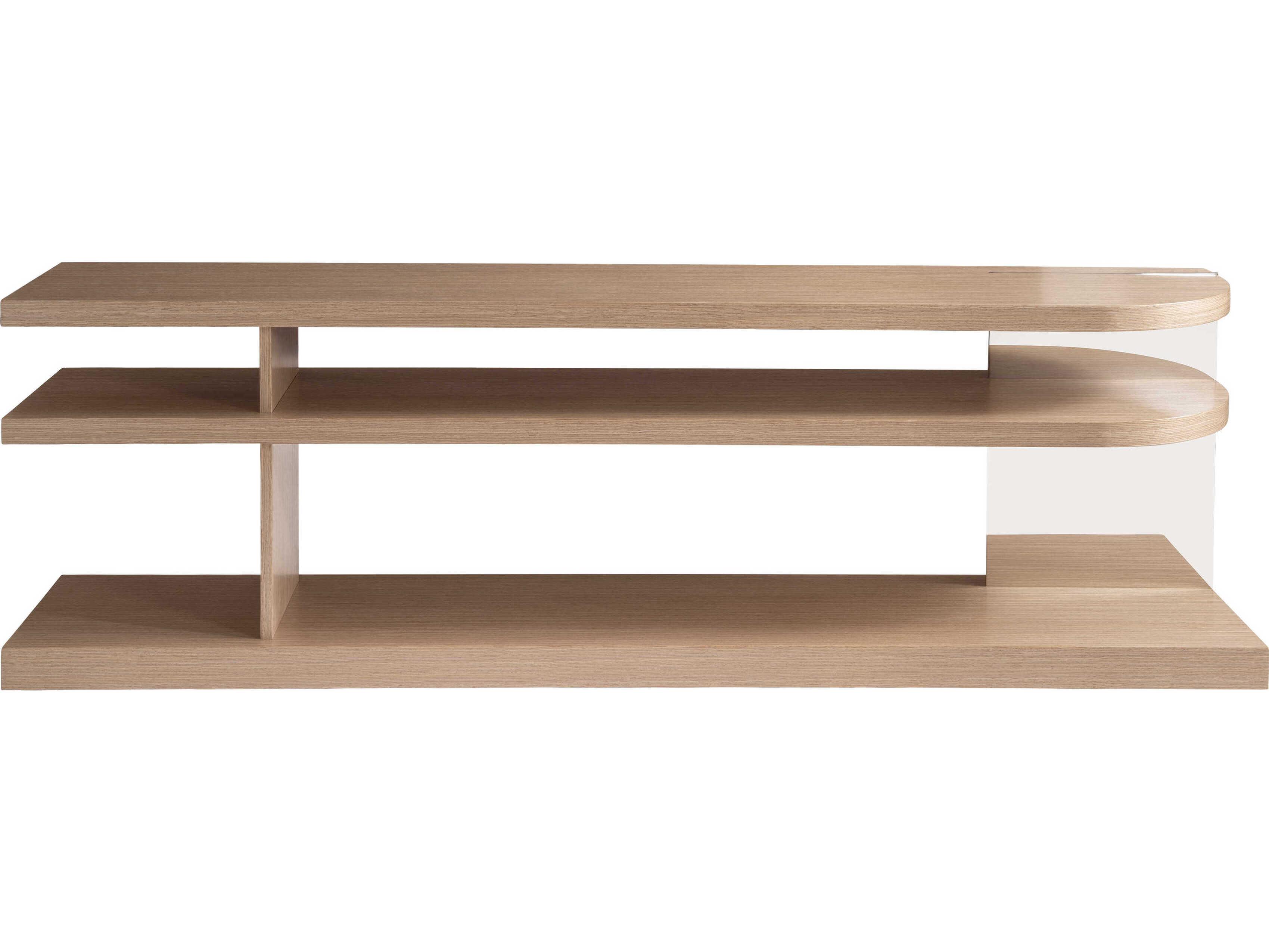 Bernhardt Modulum Rectangular Wood Sahara Polished Stainless Steel Console Table