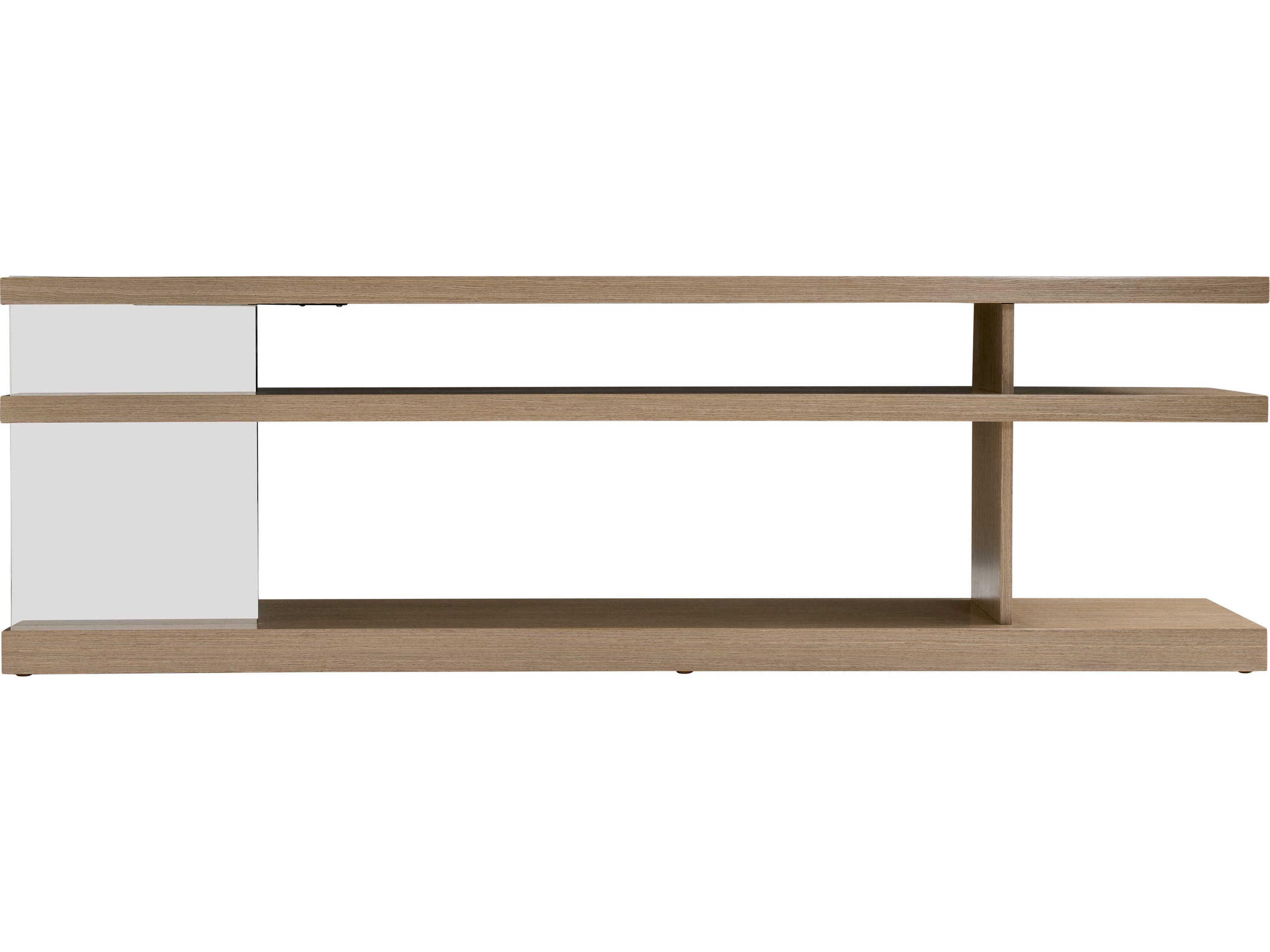 Bernhardt Modulum Rectangular Wood Sahara Polished Stainless Steel Console Table