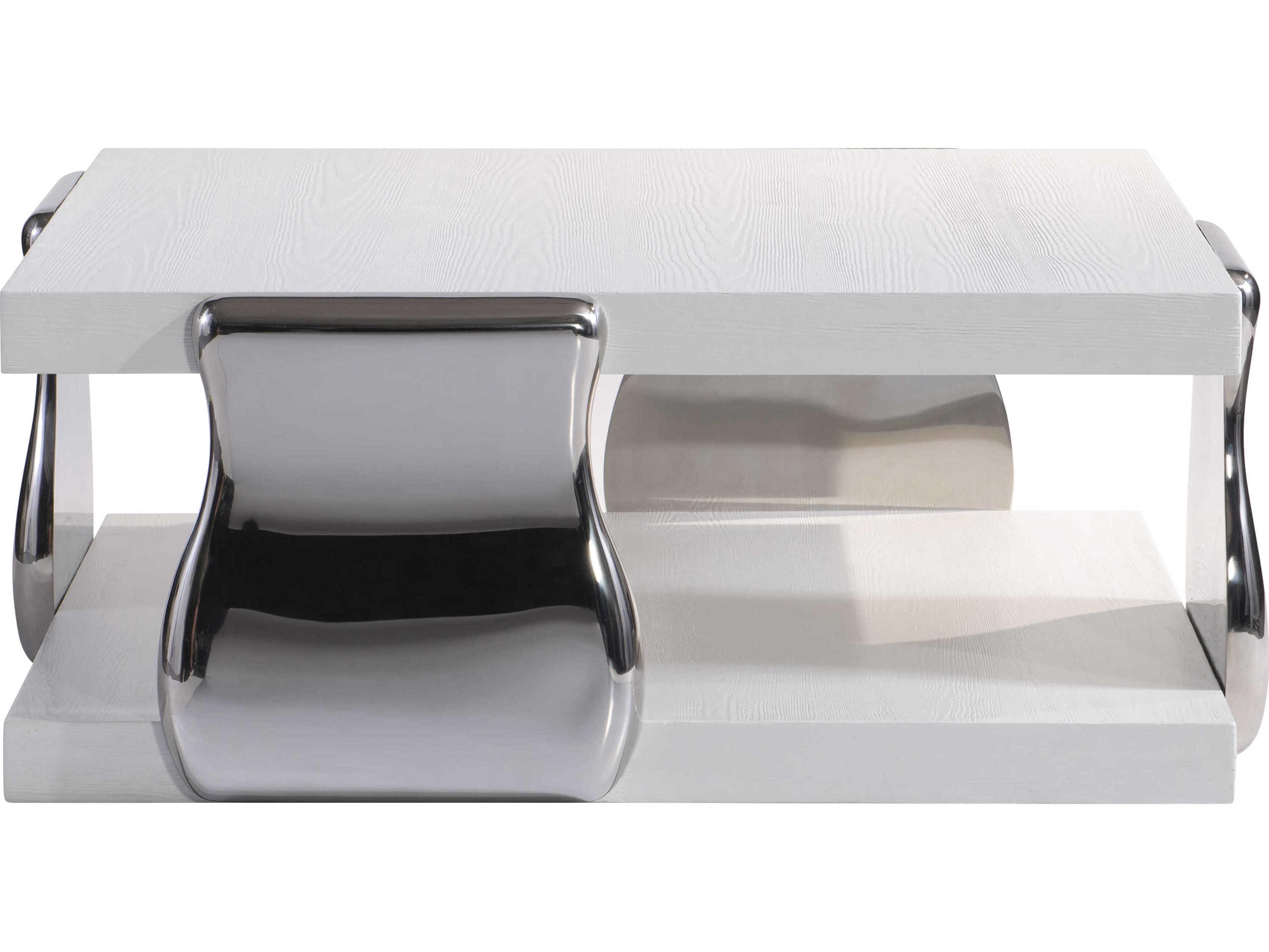 Bernhardt Interiors Yuma Square Wood Azucar Polished Stainless Steel Cocktail Table