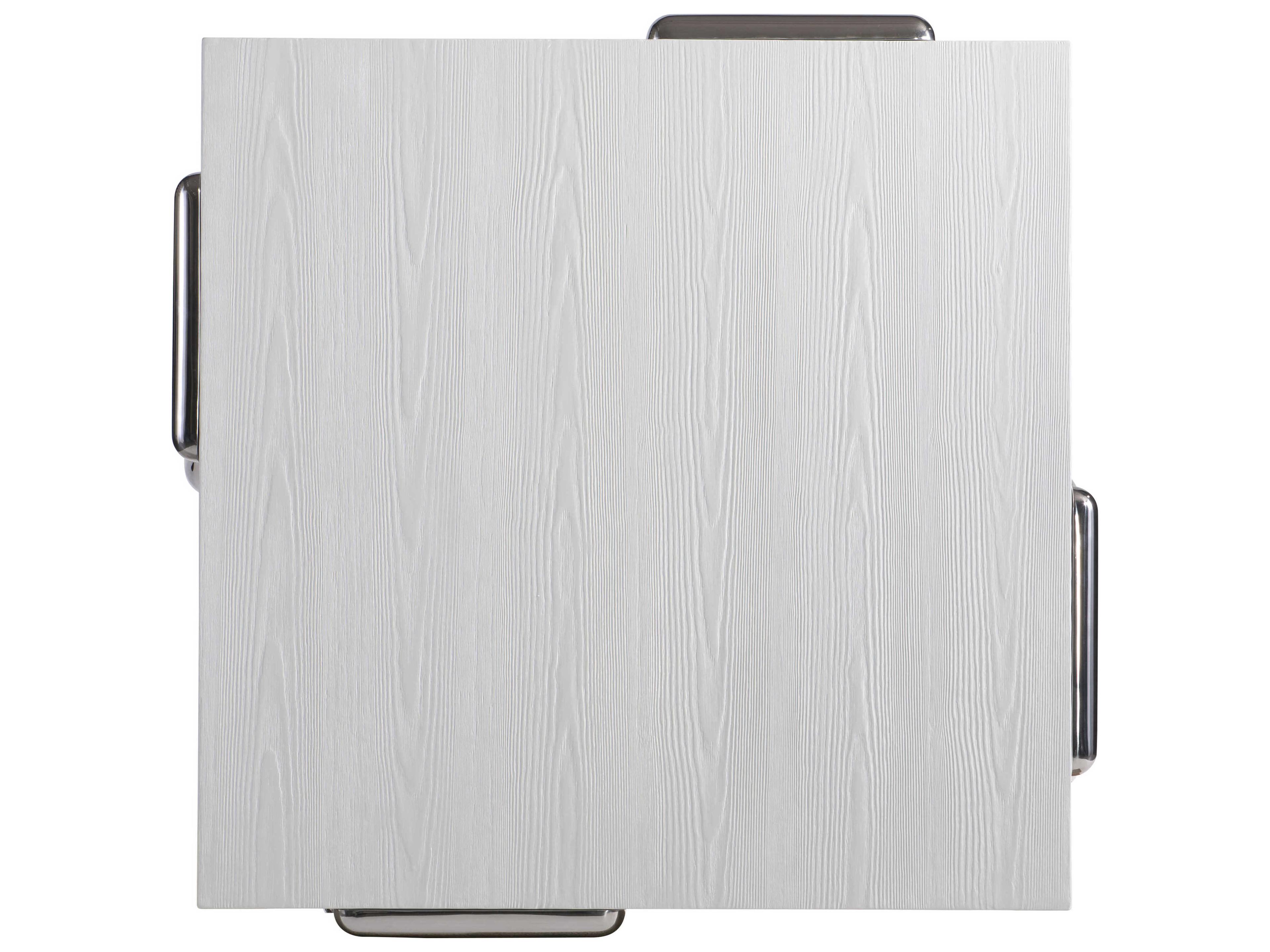 Bernhardt Interiors Yuma Square Wood Azucar Polished Stainless Steel Cocktail Table