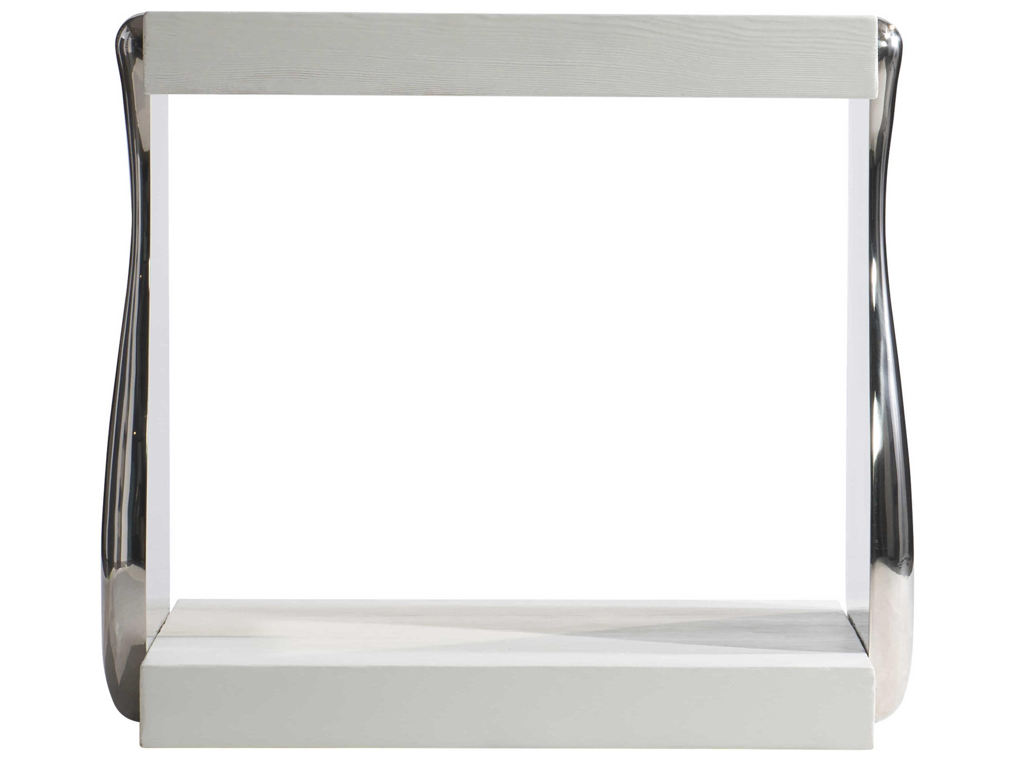 Bernhardt Interiors Yuma Rectangular Wood Azucar Polished Stainless Steel End Table