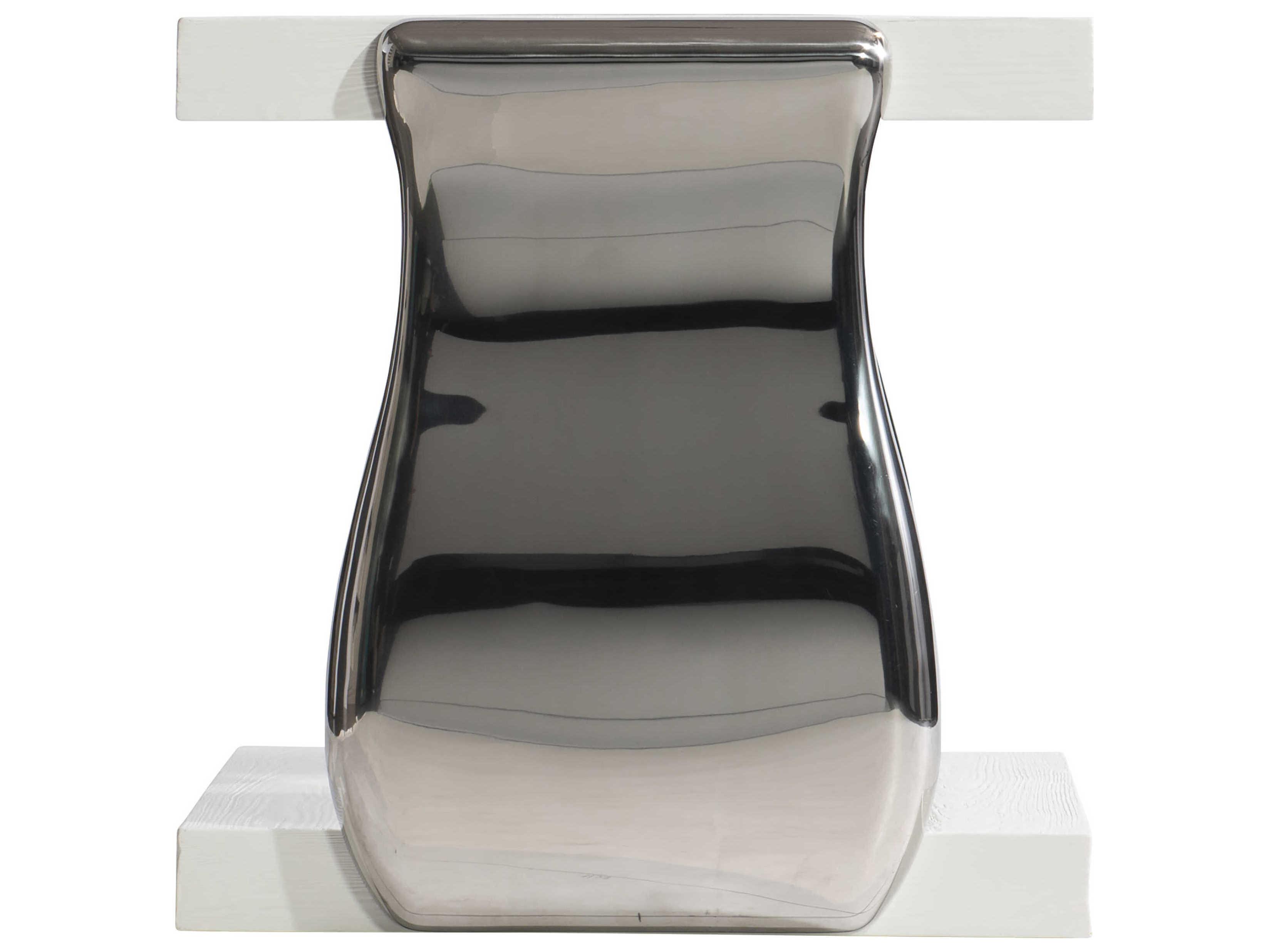 Bernhardt Interiors Yuma Rectangular Wood Azucar Polished Stainless Steel End Table