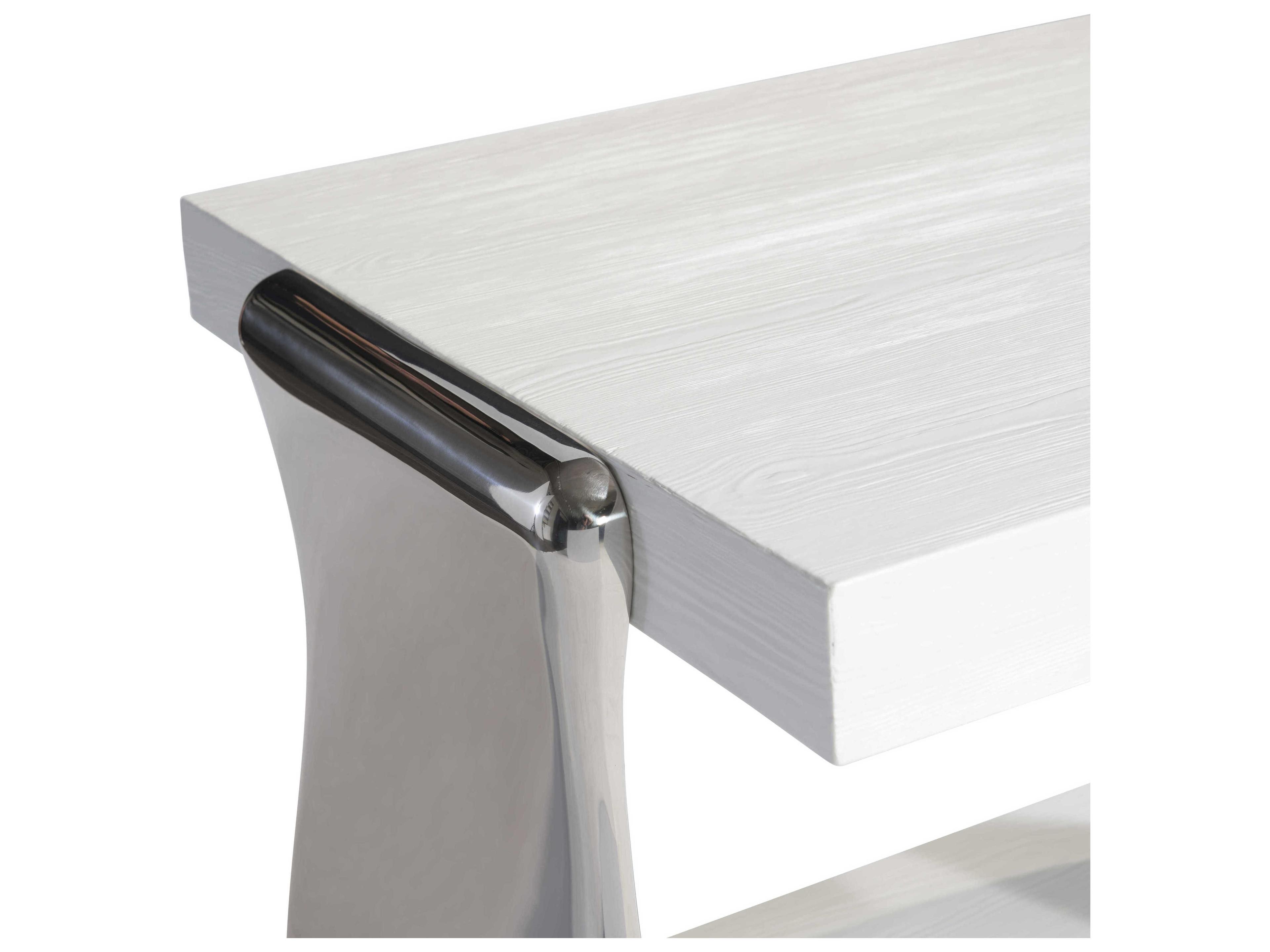 Bernhardt Interiors Yuma Rectangular Wood Azucar Polished Stainless Steel End Table