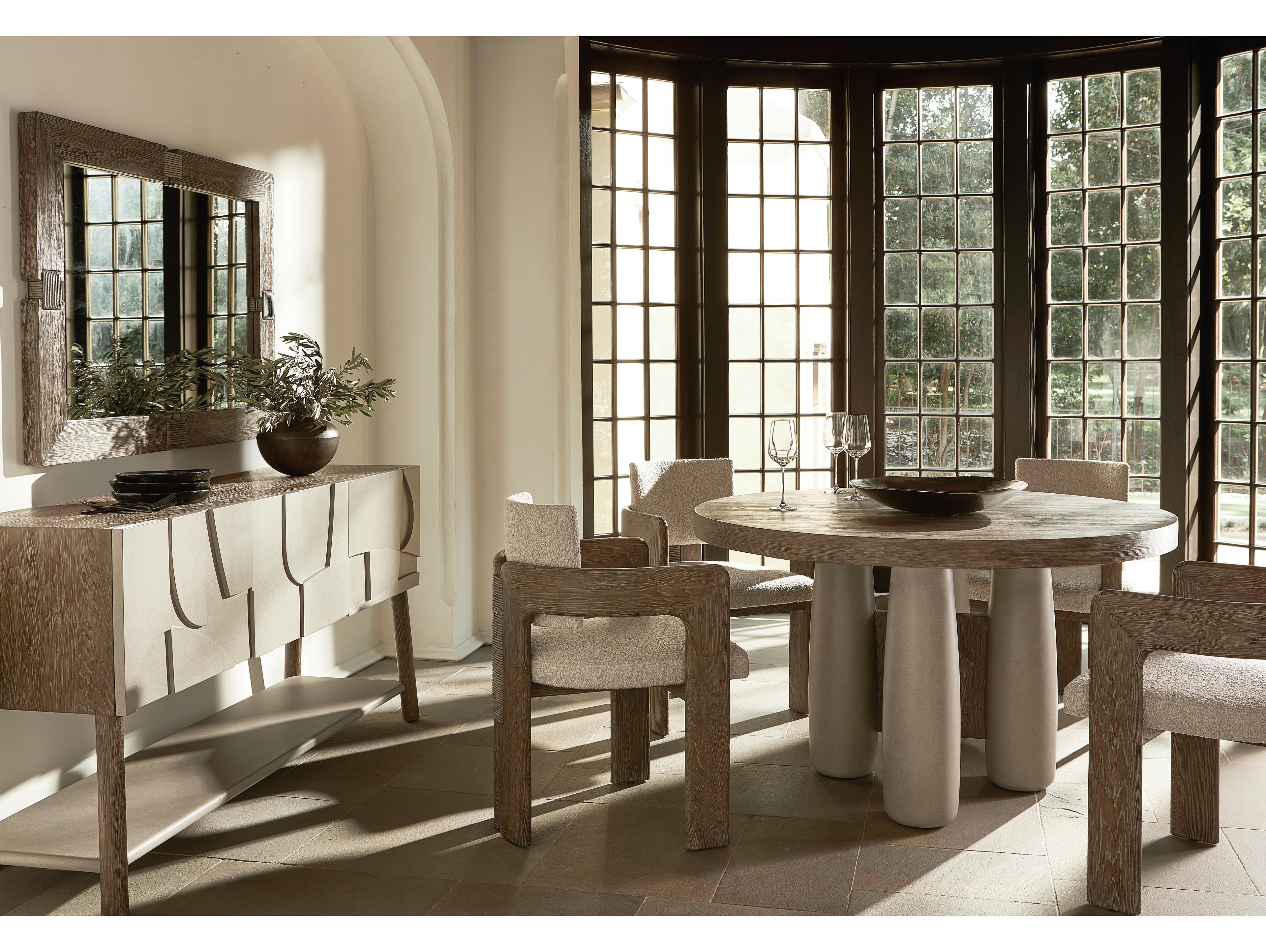 Bernhardt Casa Paros White Upholstered Arm Decorative Back Dining Chair