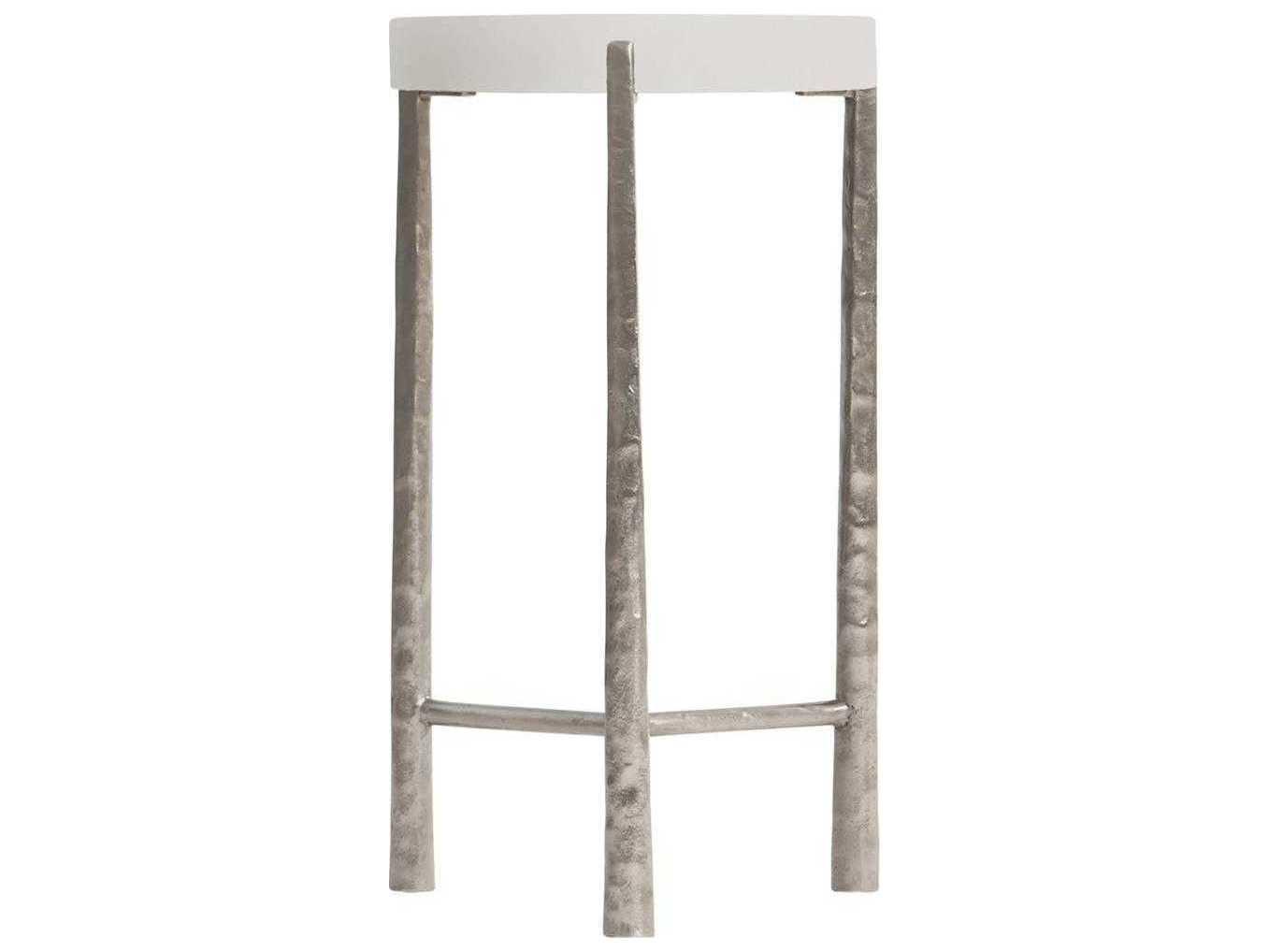 Bernhardt Aventura Round Wood Tusk Frosted Nickel Accent Table