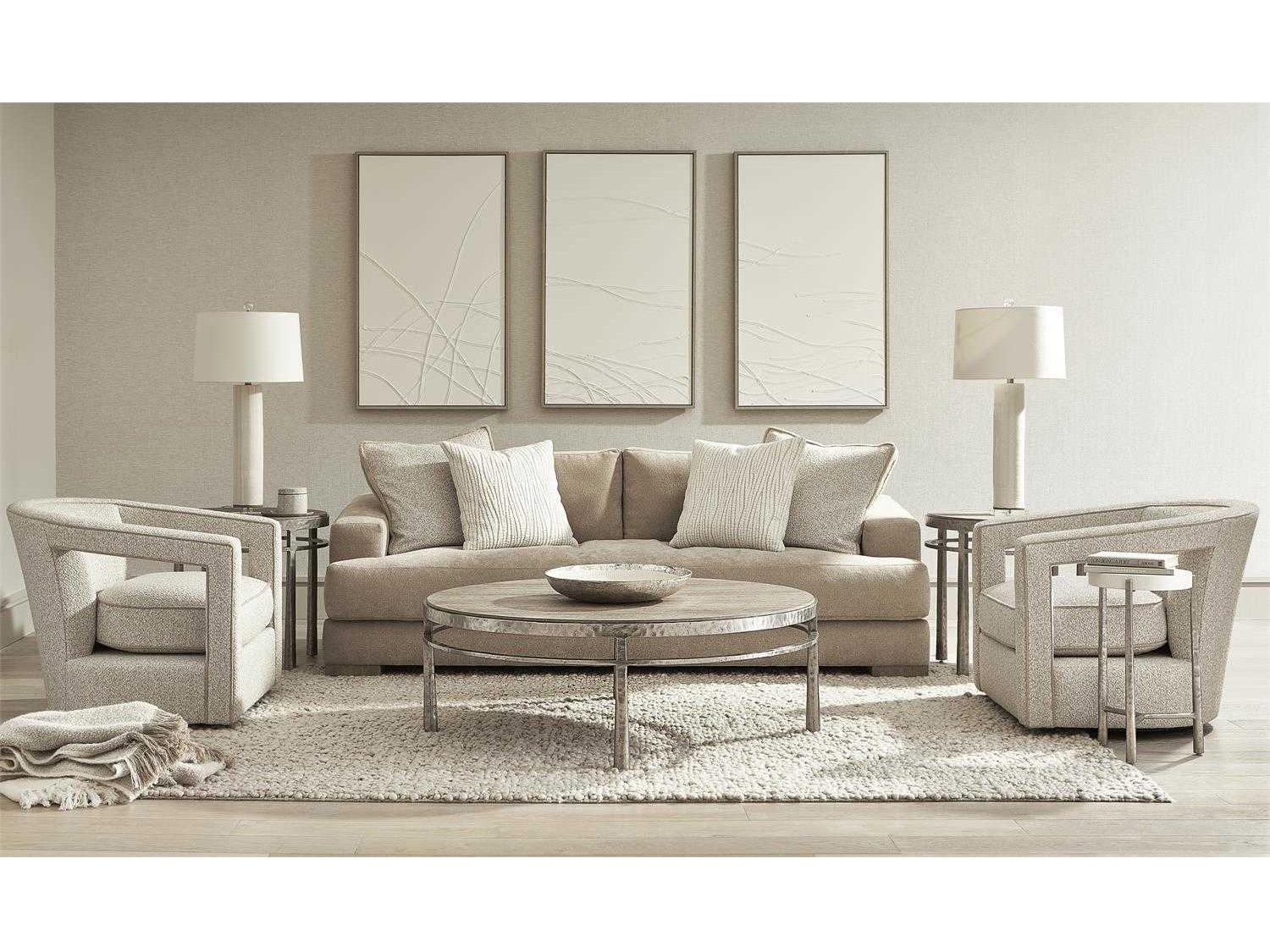 Bernhardt Aventura Round Wood Tusk Frosted Nickel Accent Table