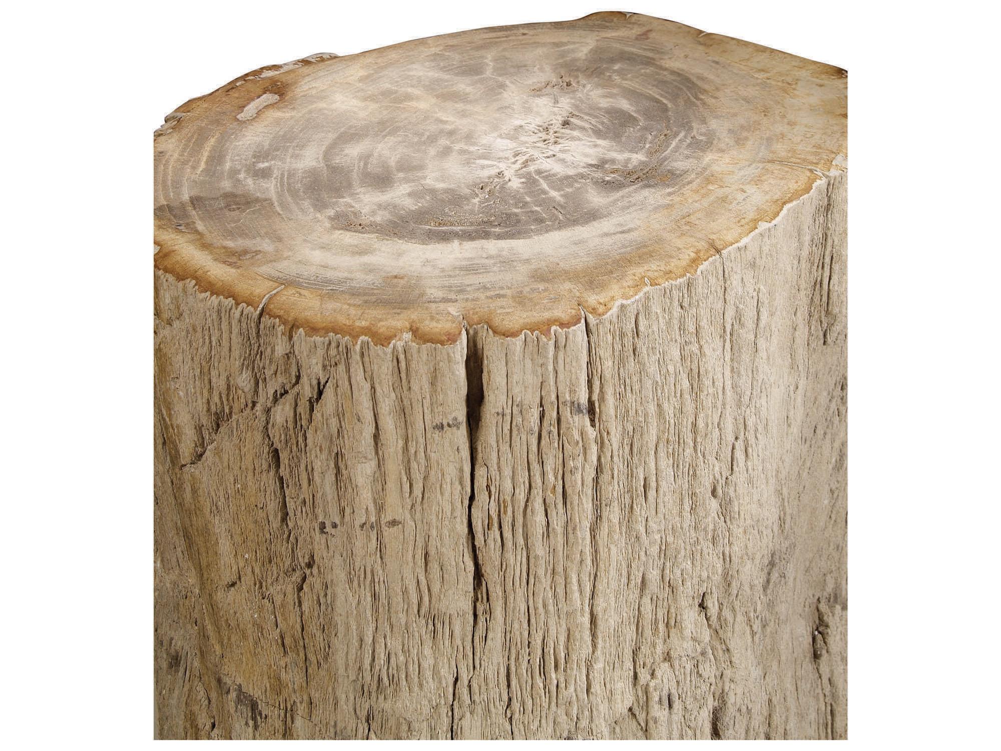 Bernhardt Interiors Casegoods Petrified Round Wood Natural End Table