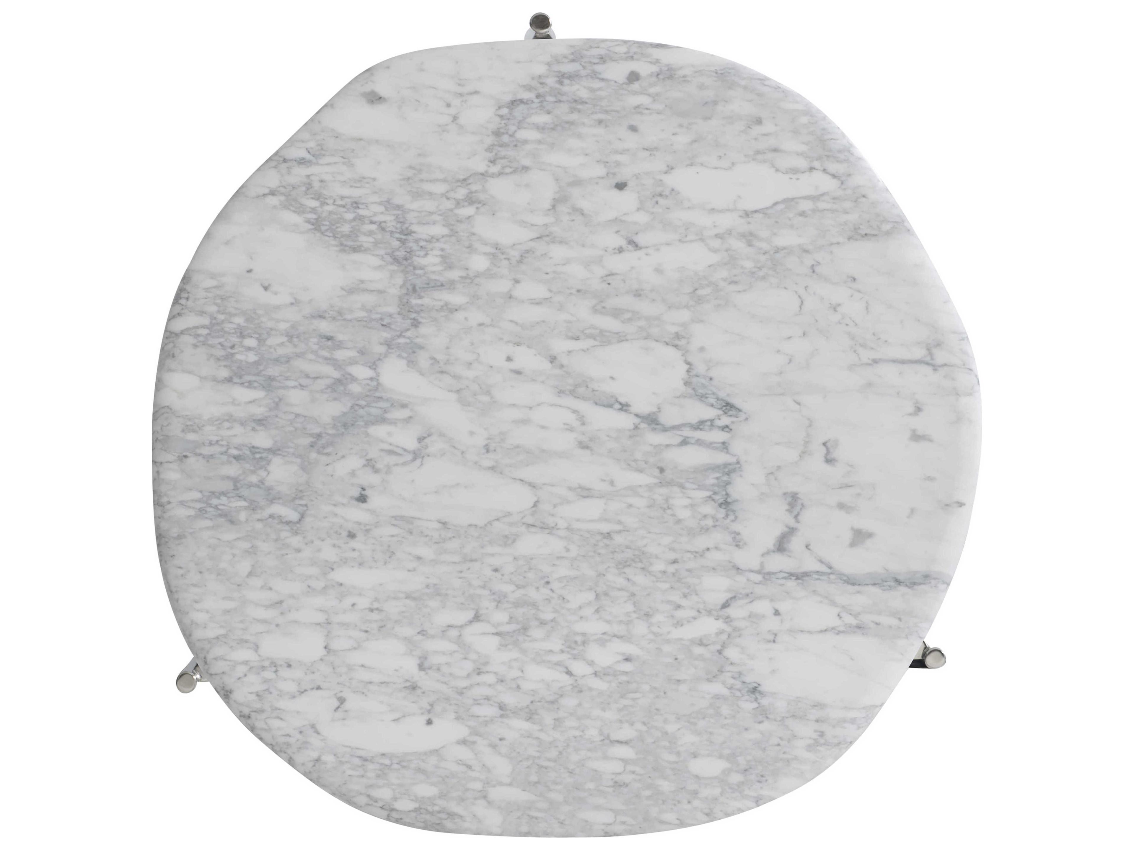 Bernhardt Arris Round Honed Arabescato Marble Polished Stainless Steel Cocktail Table