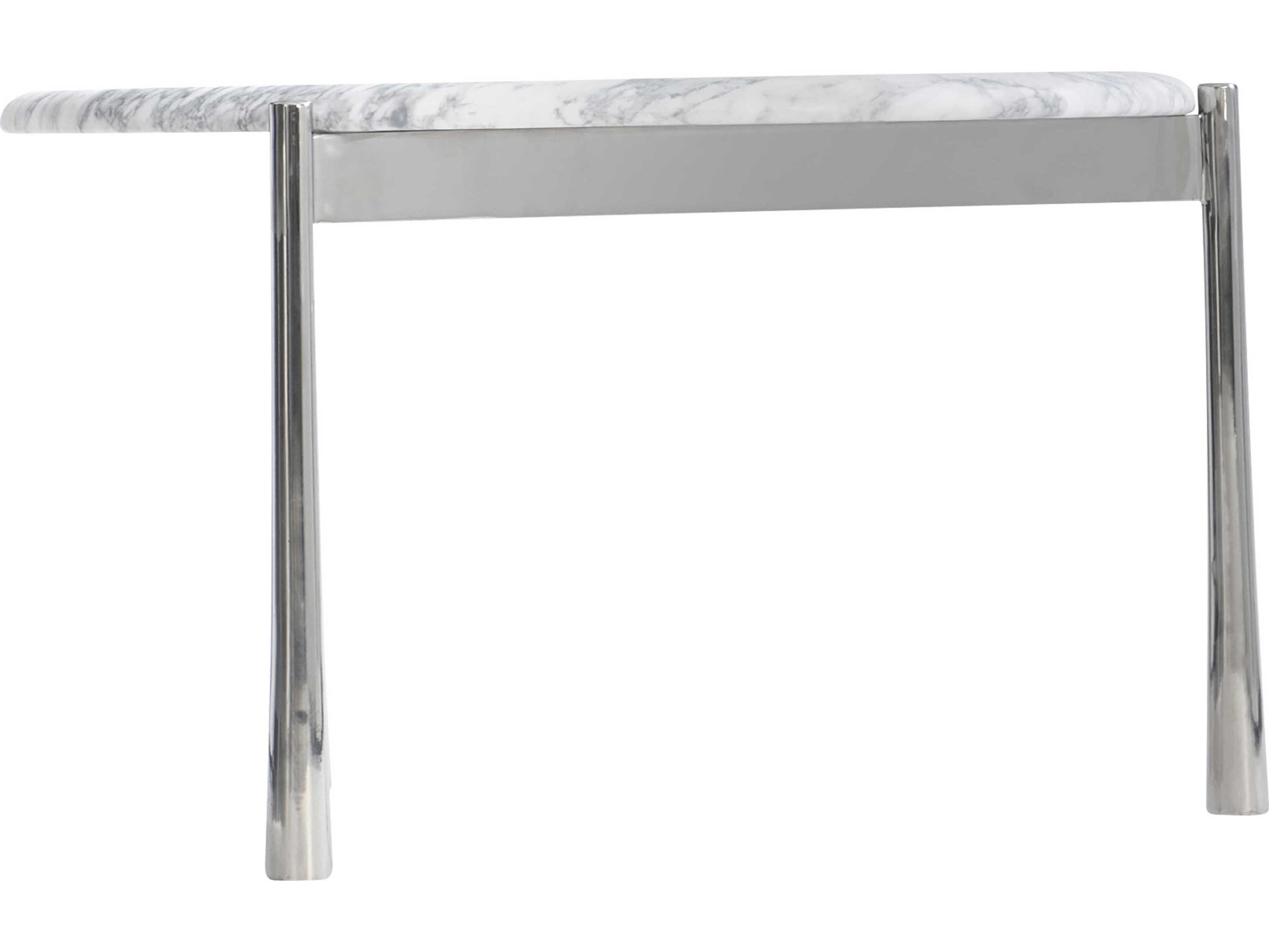 Bernhardt Arris Round Honed Arabescato Marble Polished Stainless Steel Cocktail Table