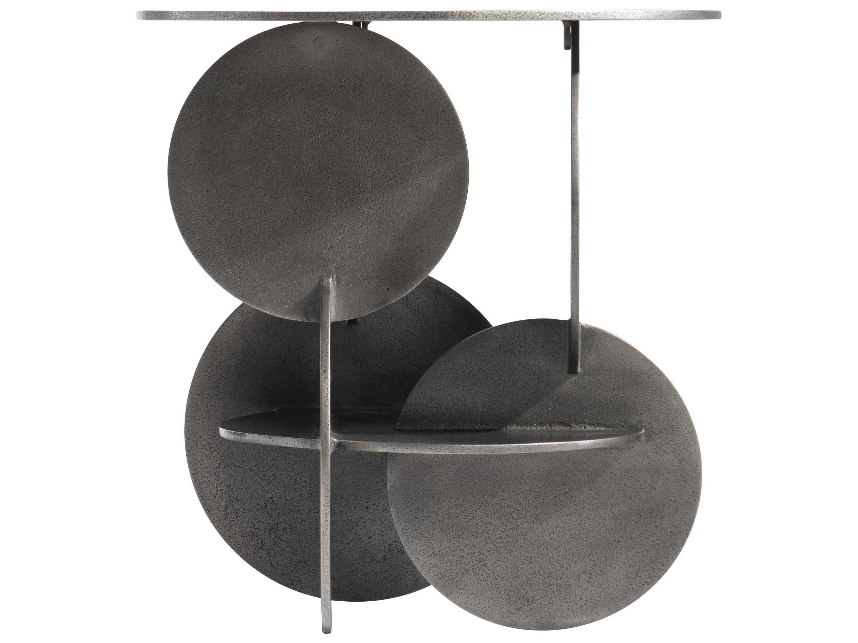 Bernhardt Interiors Tribus Round Metal Graphite End Table