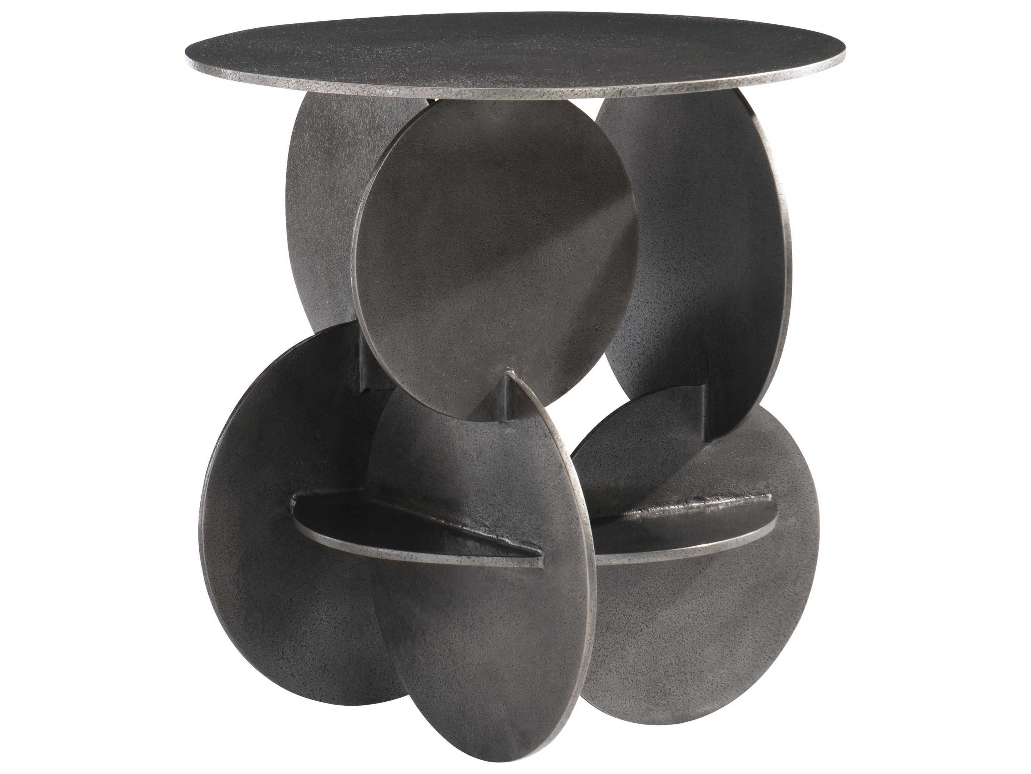Bernhardt Interiors Tribus Round Metal Graphite End Table