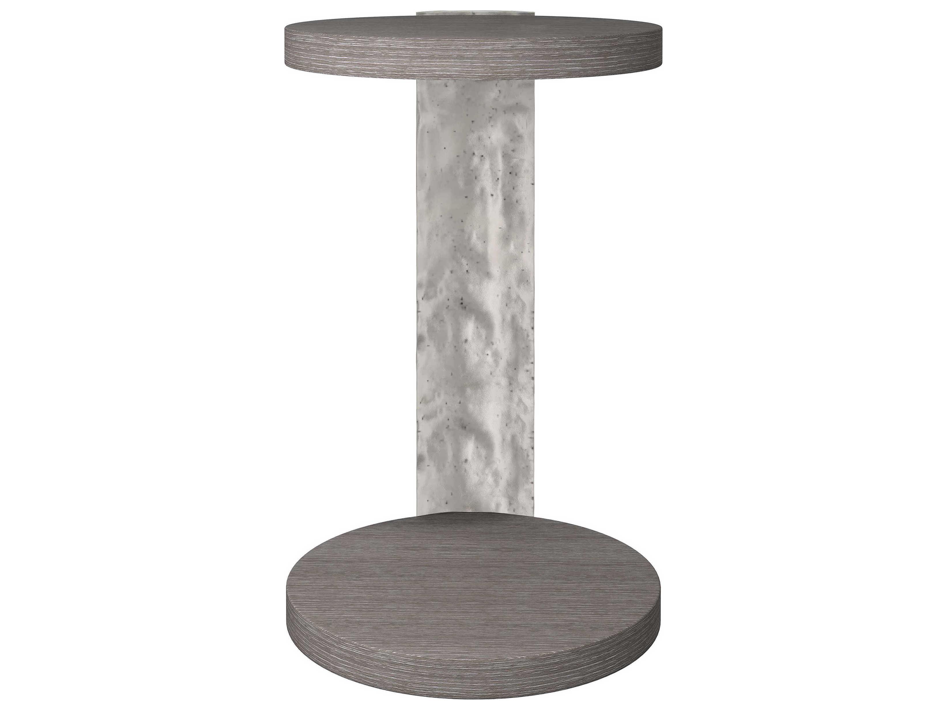 Bernhardt Prado Round Wood Porcini Bright Graphite Accent Table