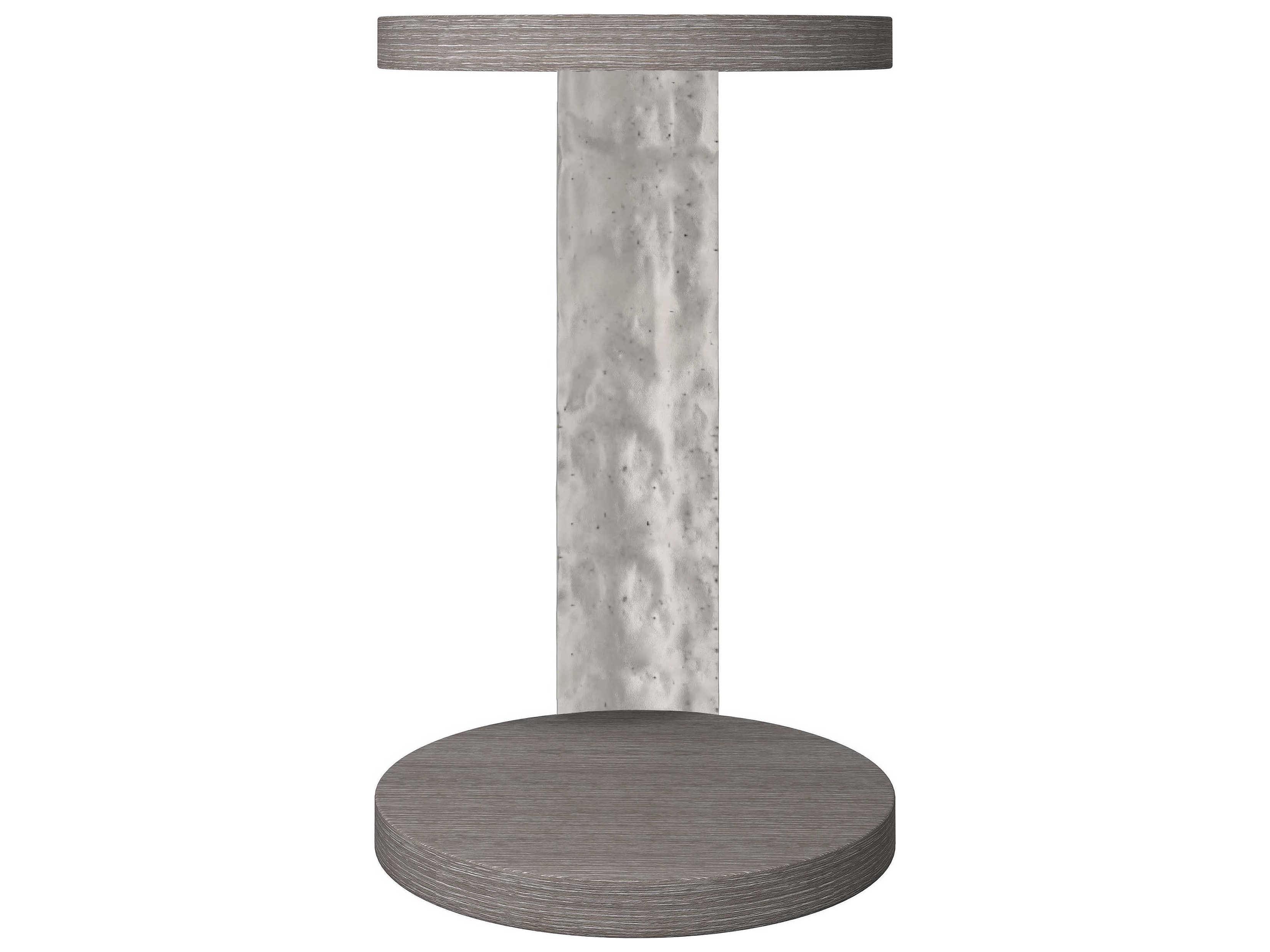 Bernhardt Prado Round Wood Porcini Bright Graphite Accent Table