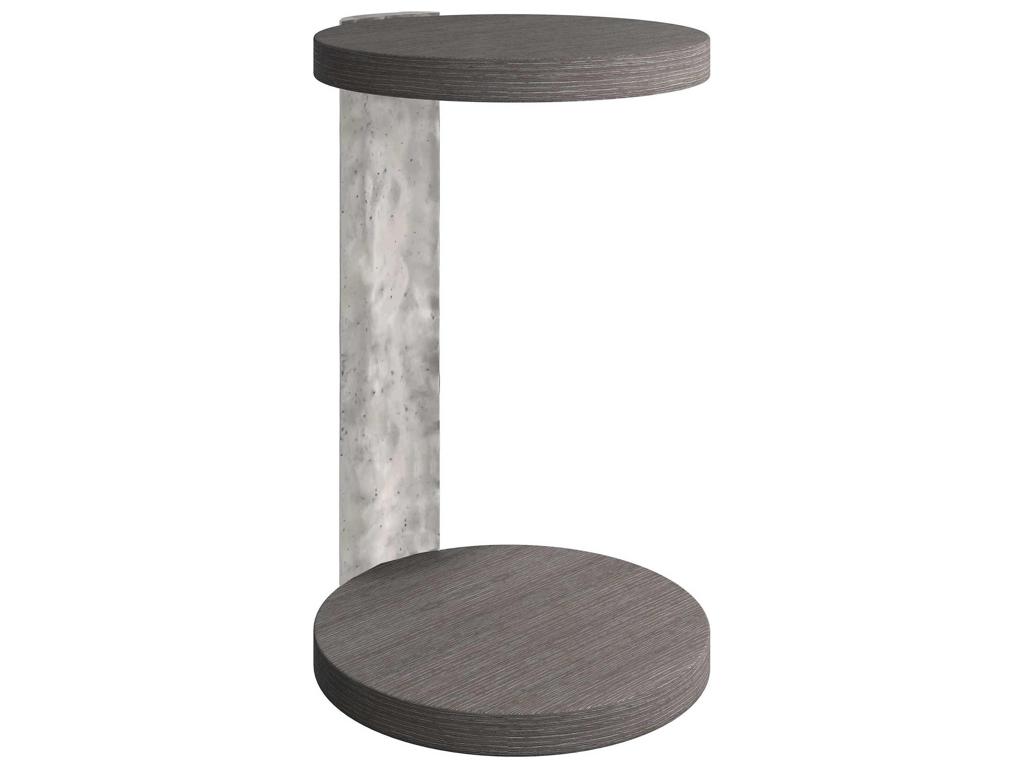Bernhardt Prado Round Wood Porcini Bright Graphite Accent Table