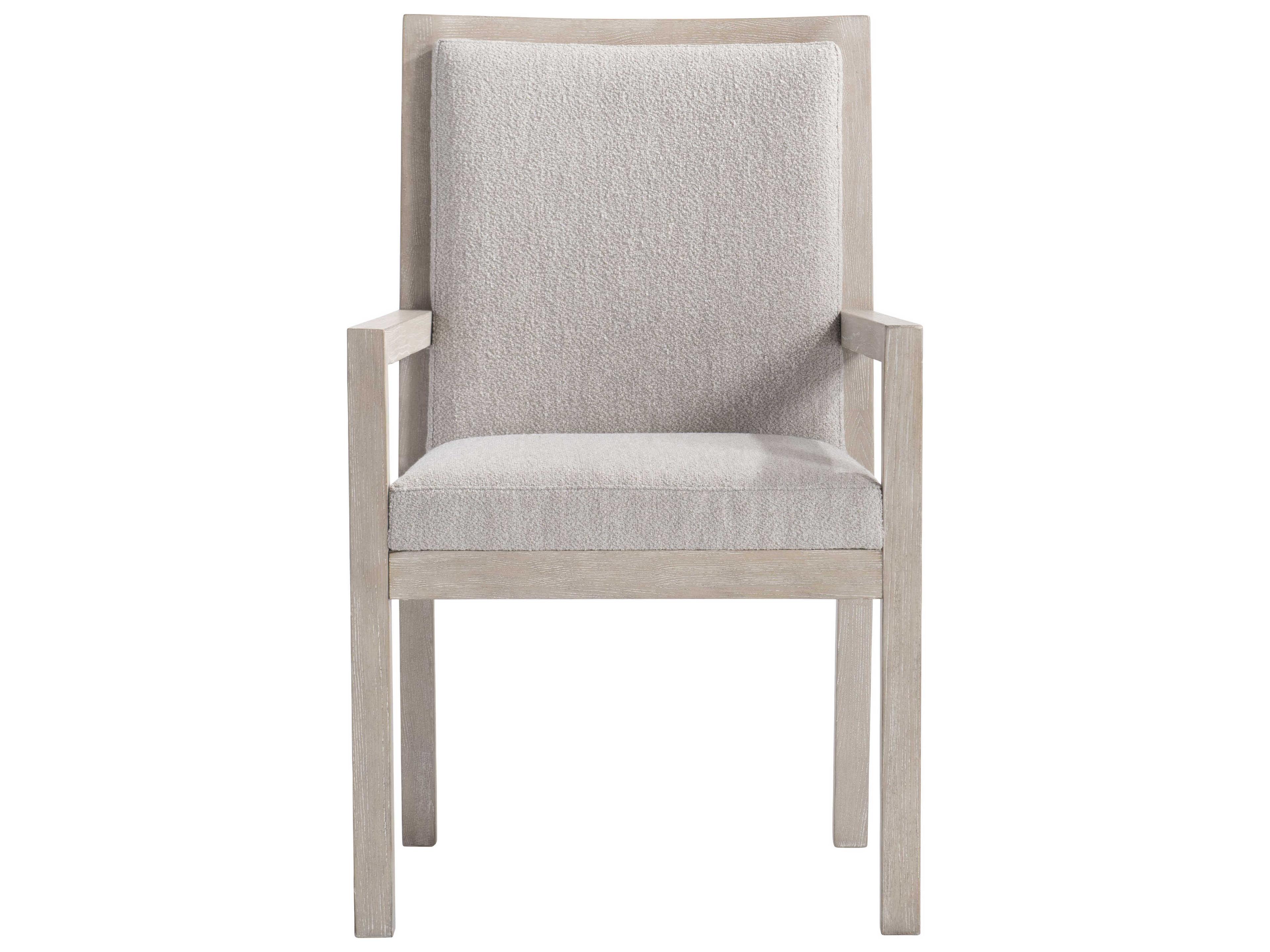 Bernhardt Prado Fabric Beige Upholstered Arm Dining Chair