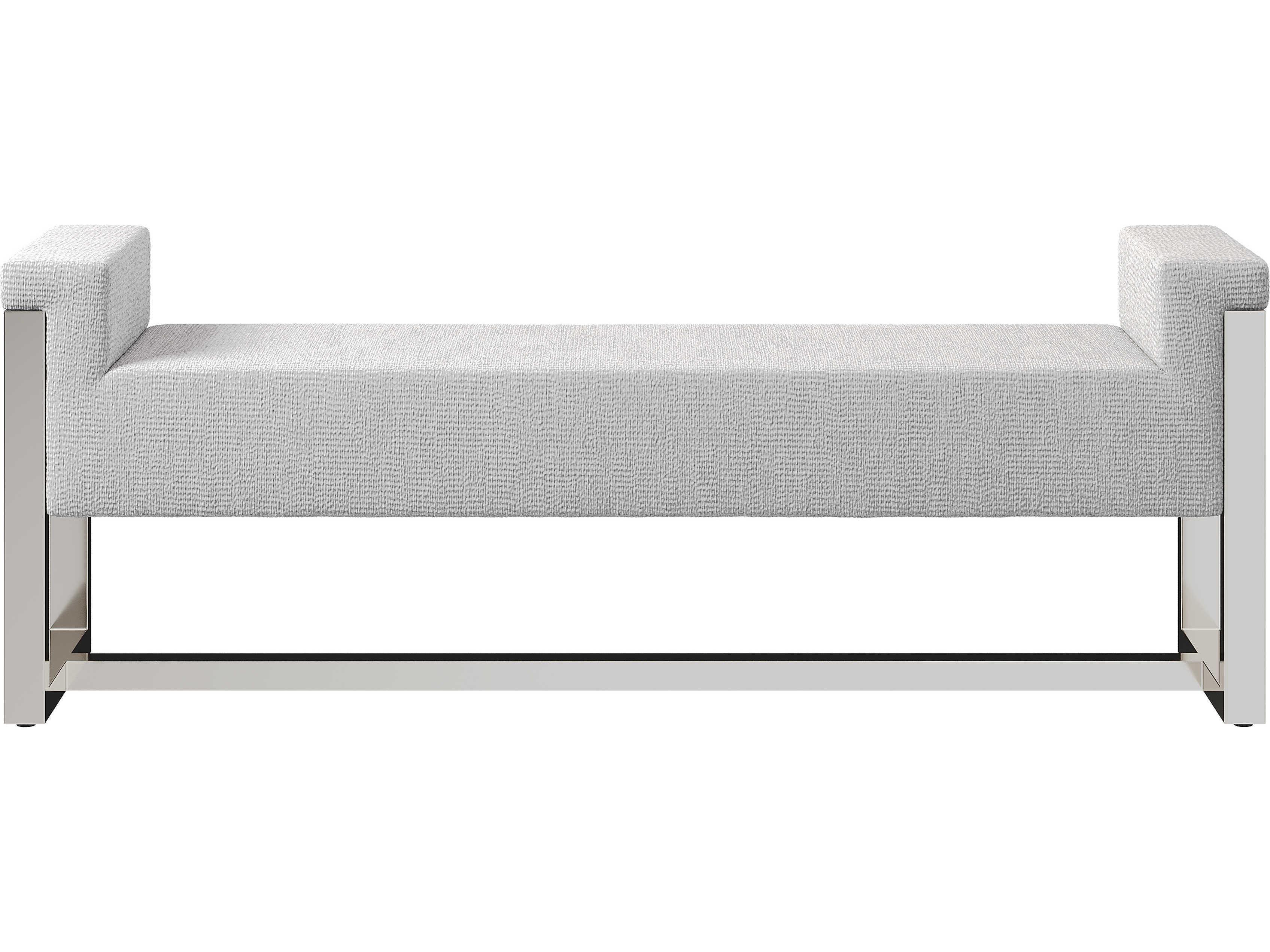Bernhardt Stratum Polished Nickel Gray Upholstered Accent Bench