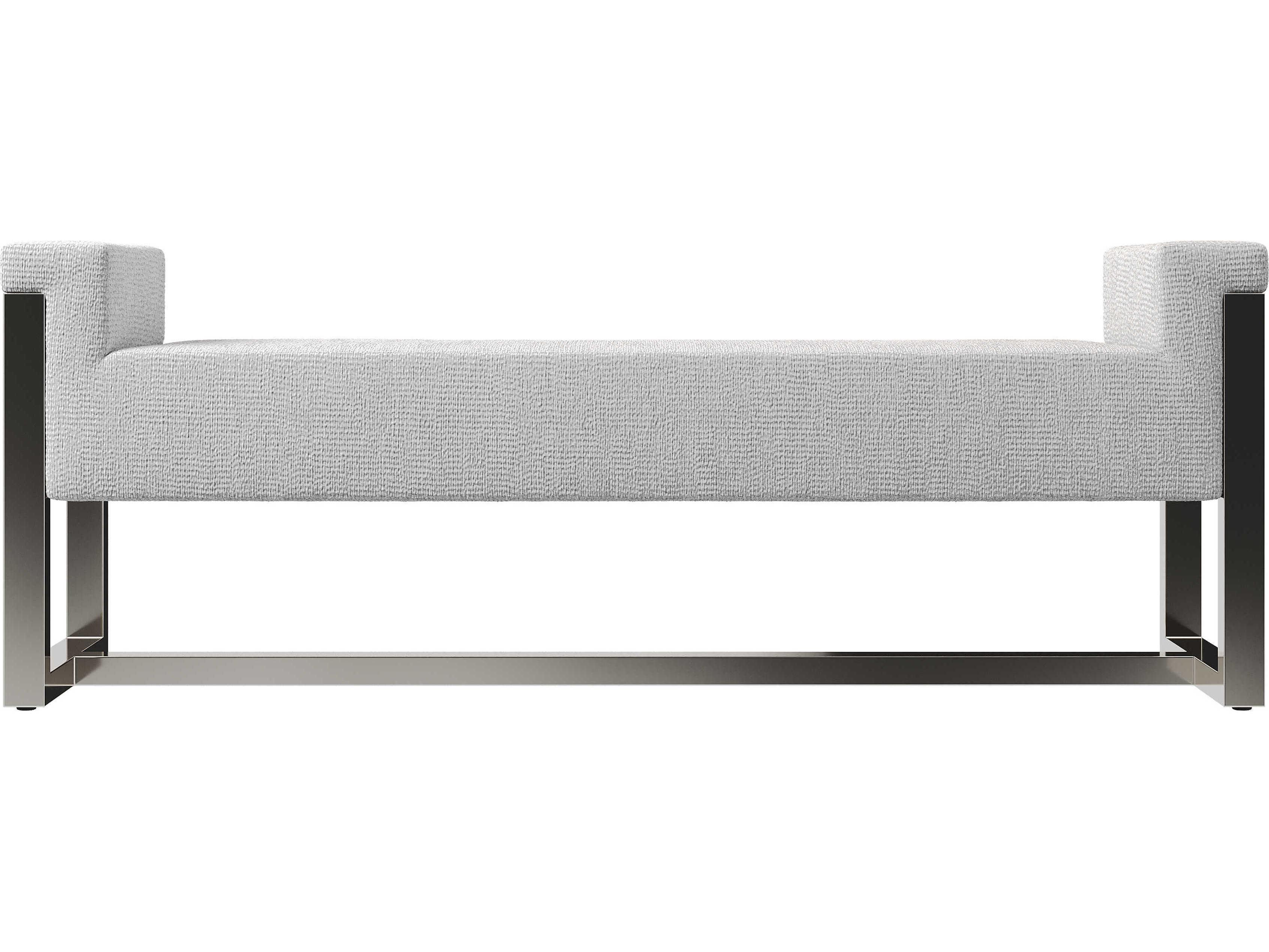 Bernhardt Stratum Polished Nickel Gray Upholstered Accent Bench