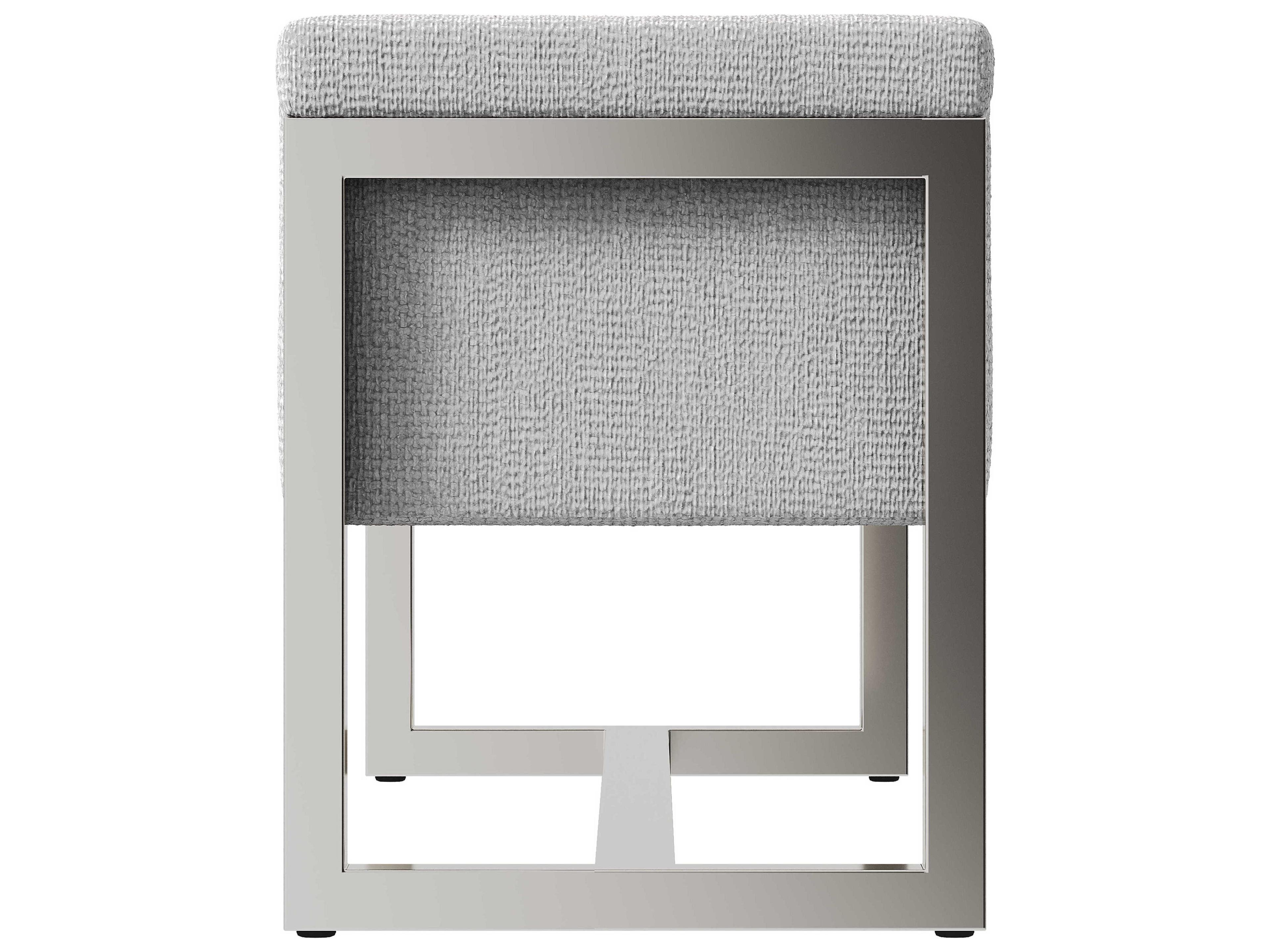 Bernhardt Stratum Polished Nickel Gray Upholstered Accent Bench