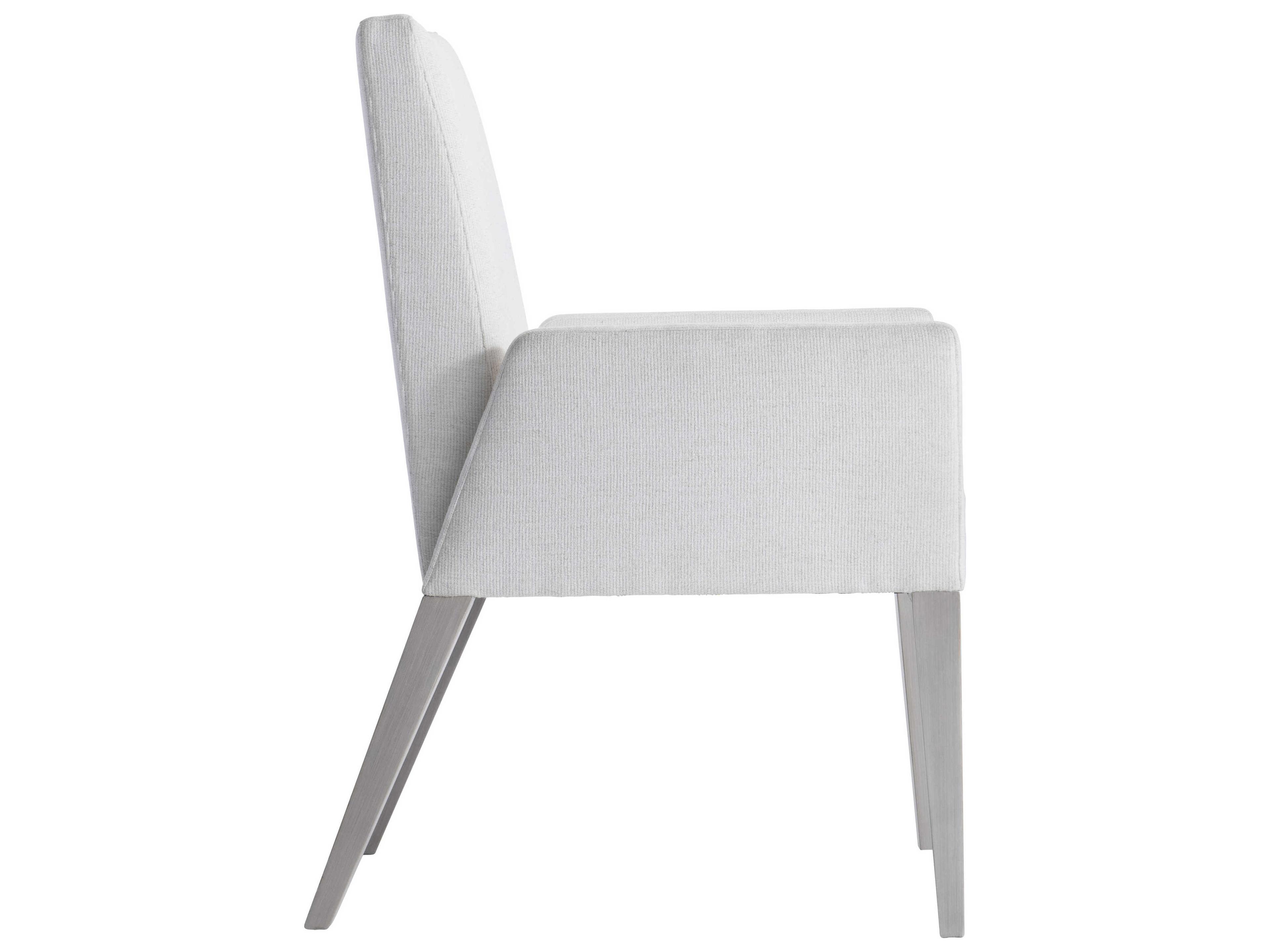 Bernhardt Stratum Fabric White Upholstered Arm Dining Chair
