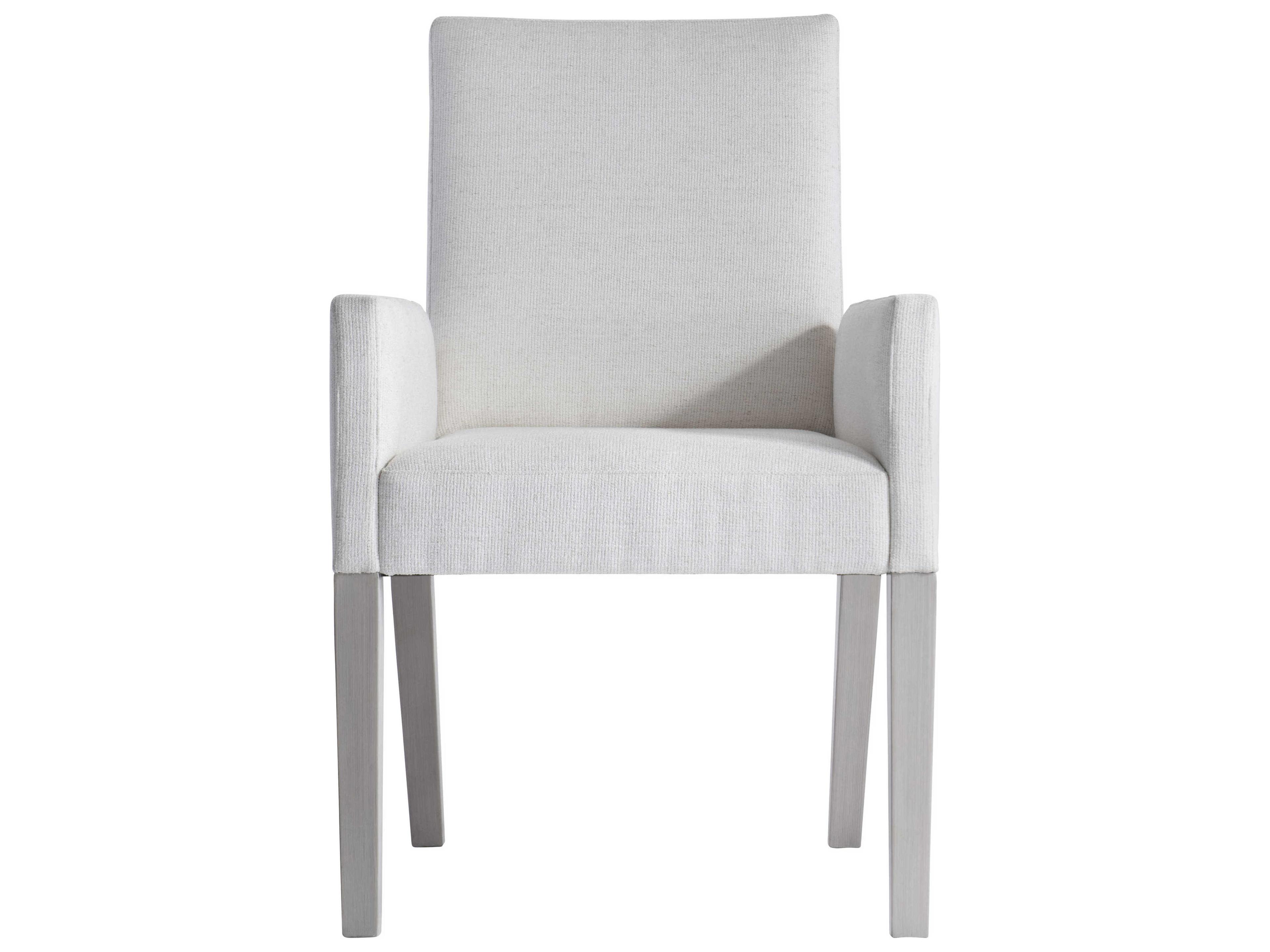 Bernhardt Stratum Fabric White Upholstered Arm Dining Chair