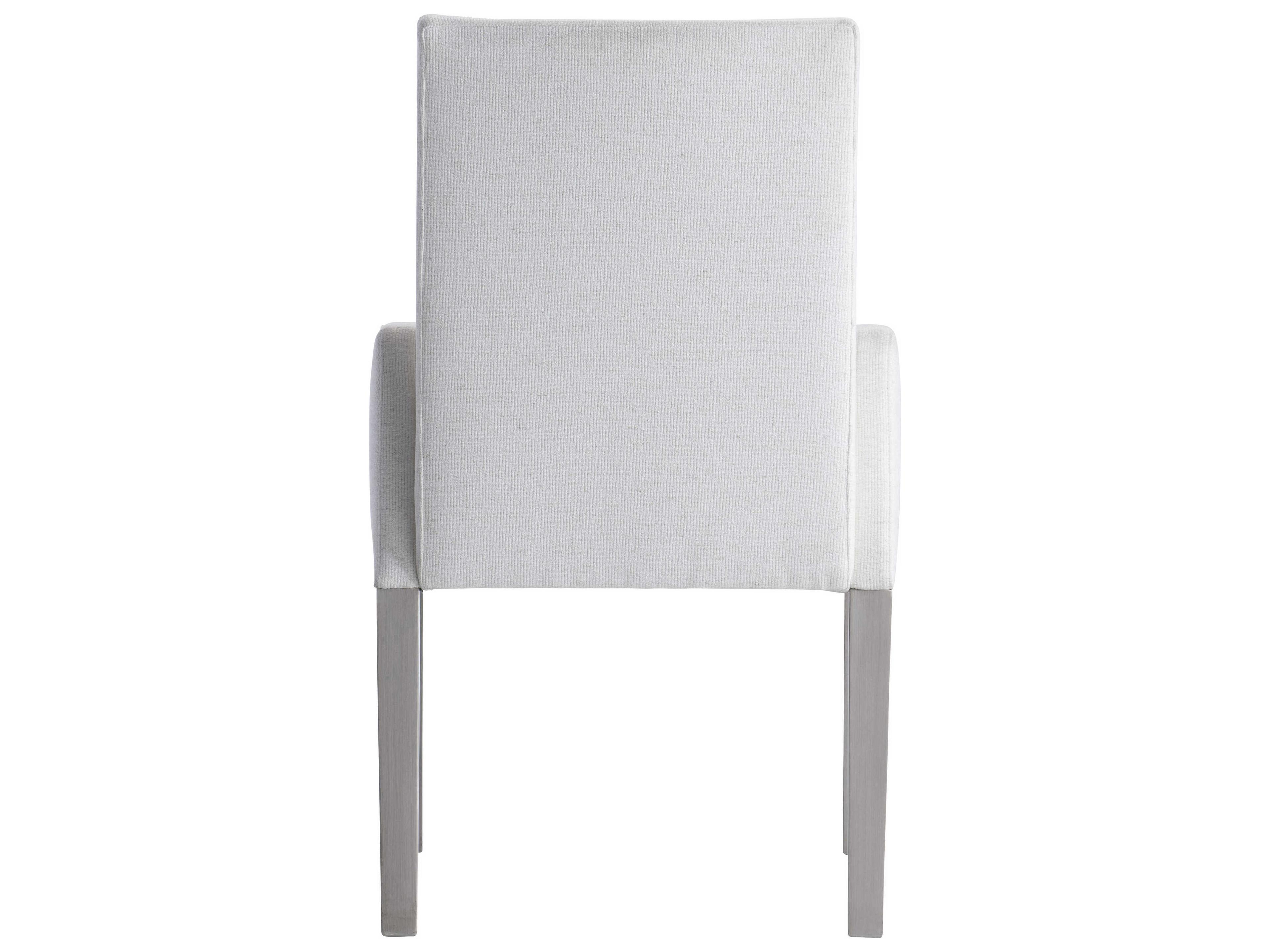 Bernhardt Stratum Fabric White Upholstered Arm Dining Chair