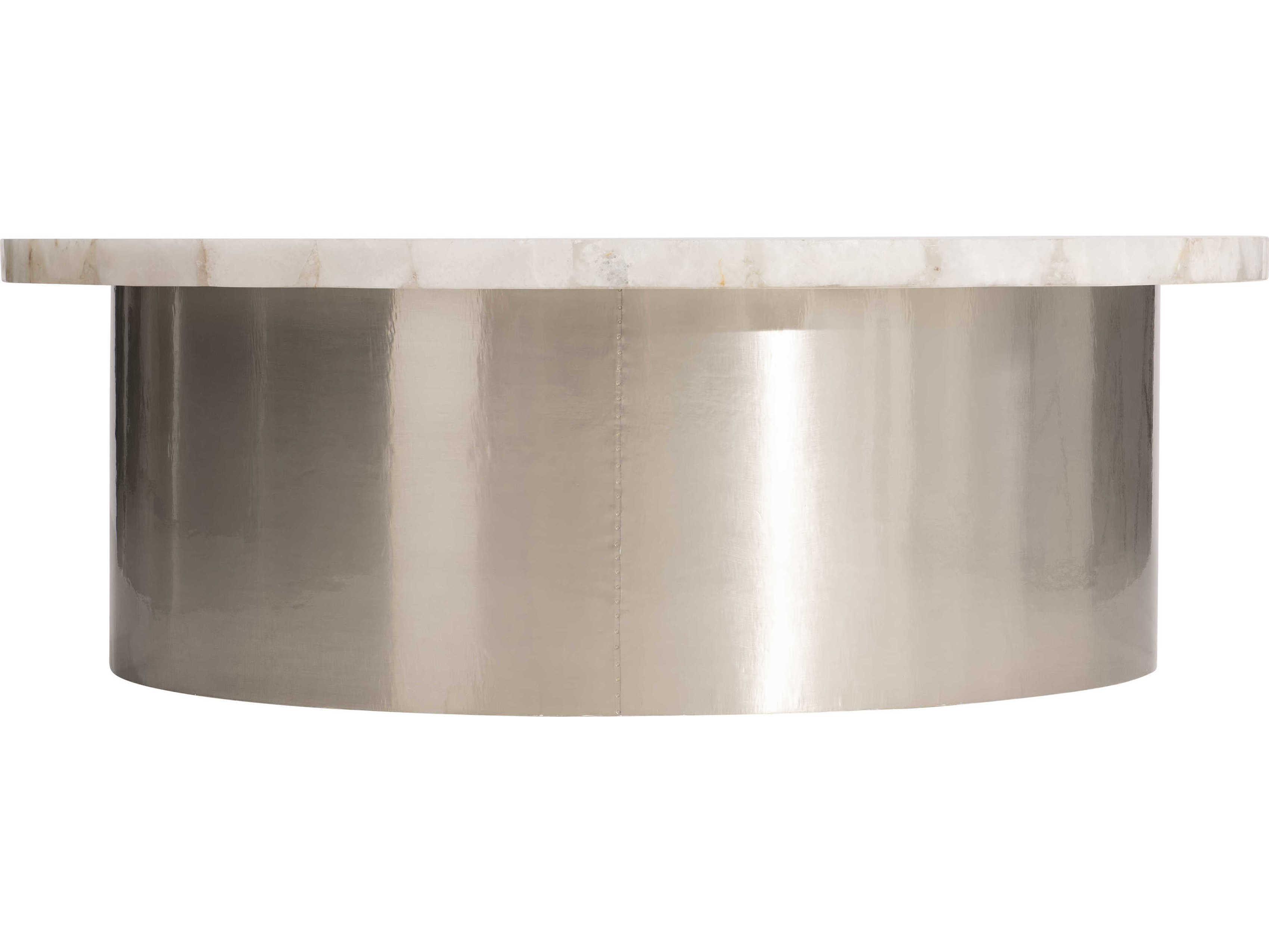 Bernhardt Shimla Round White Agate Marble Coffee Table