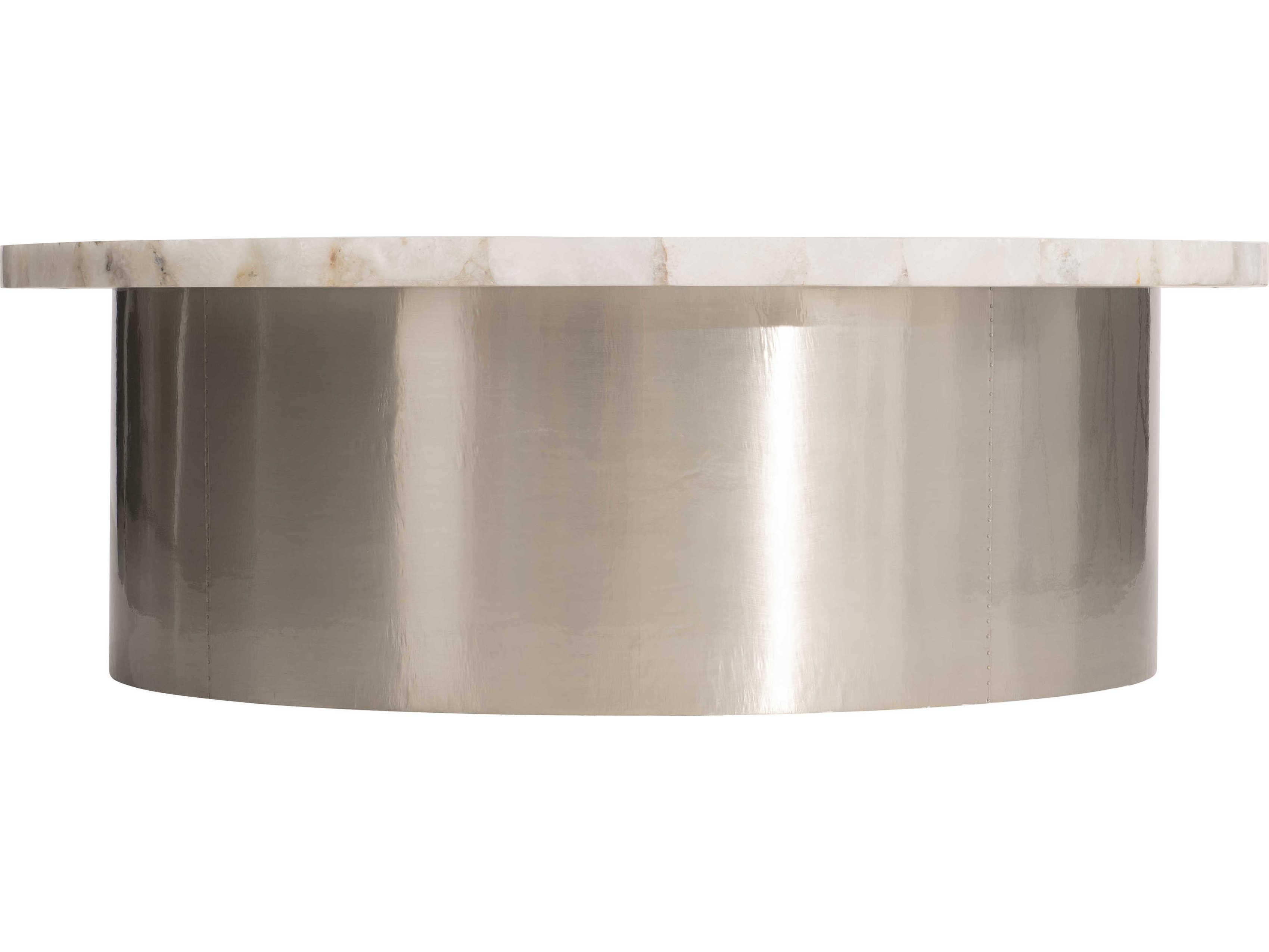 Bernhardt Shimla Round White Agate Marble Coffee Table
