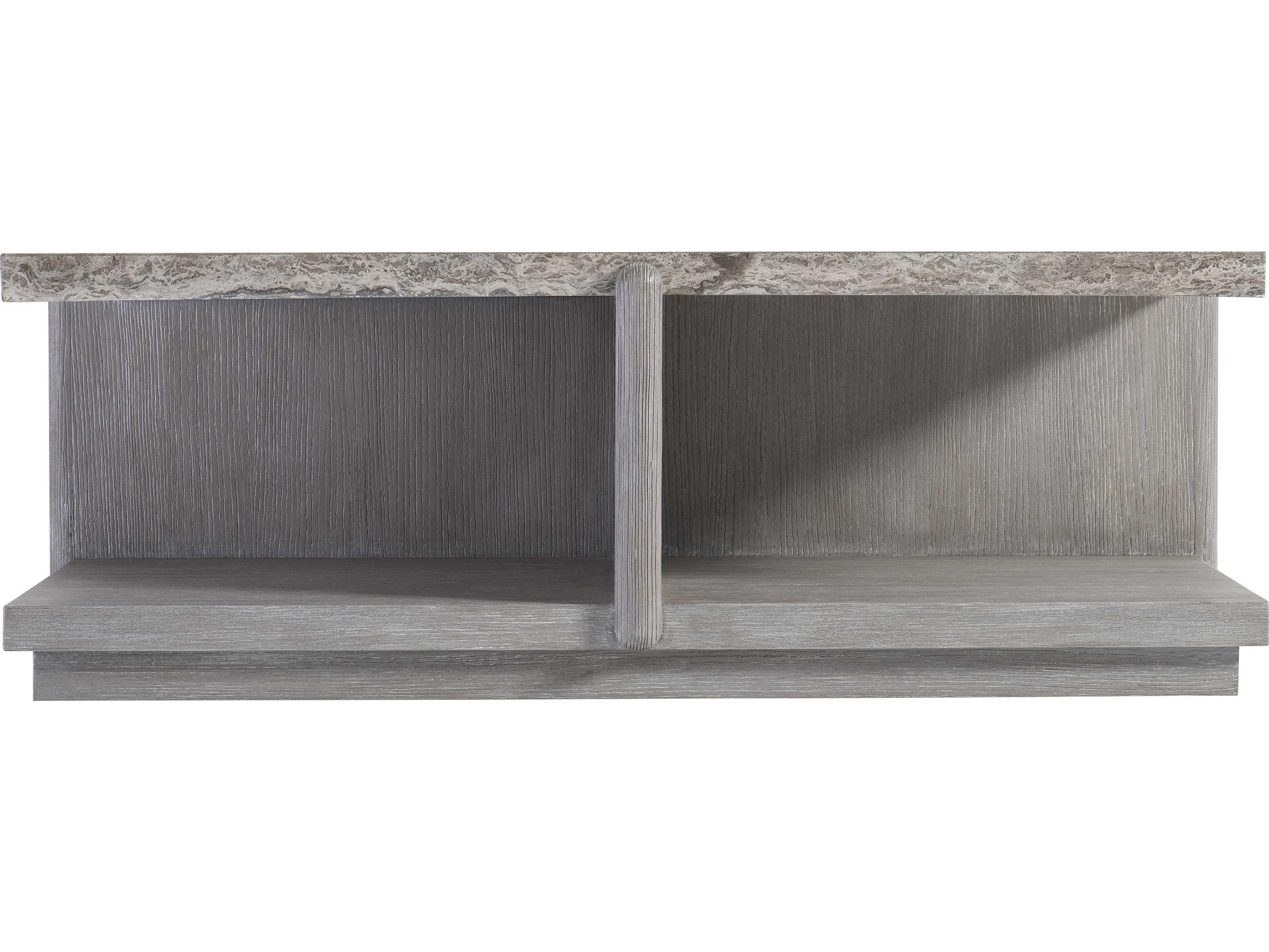 Bernhardt Sereno Square Ailver Travertine Stone Coffee Table