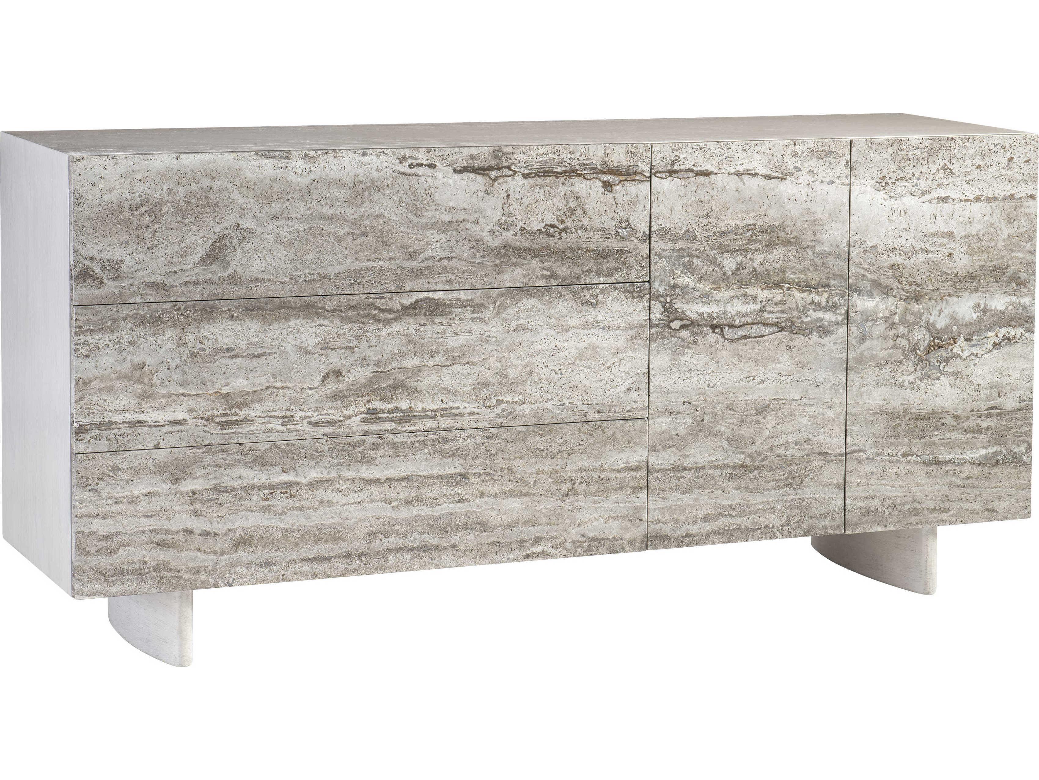 Bernhardt Sereno 72" Walnut Wood Silver Travertine Sideboard
