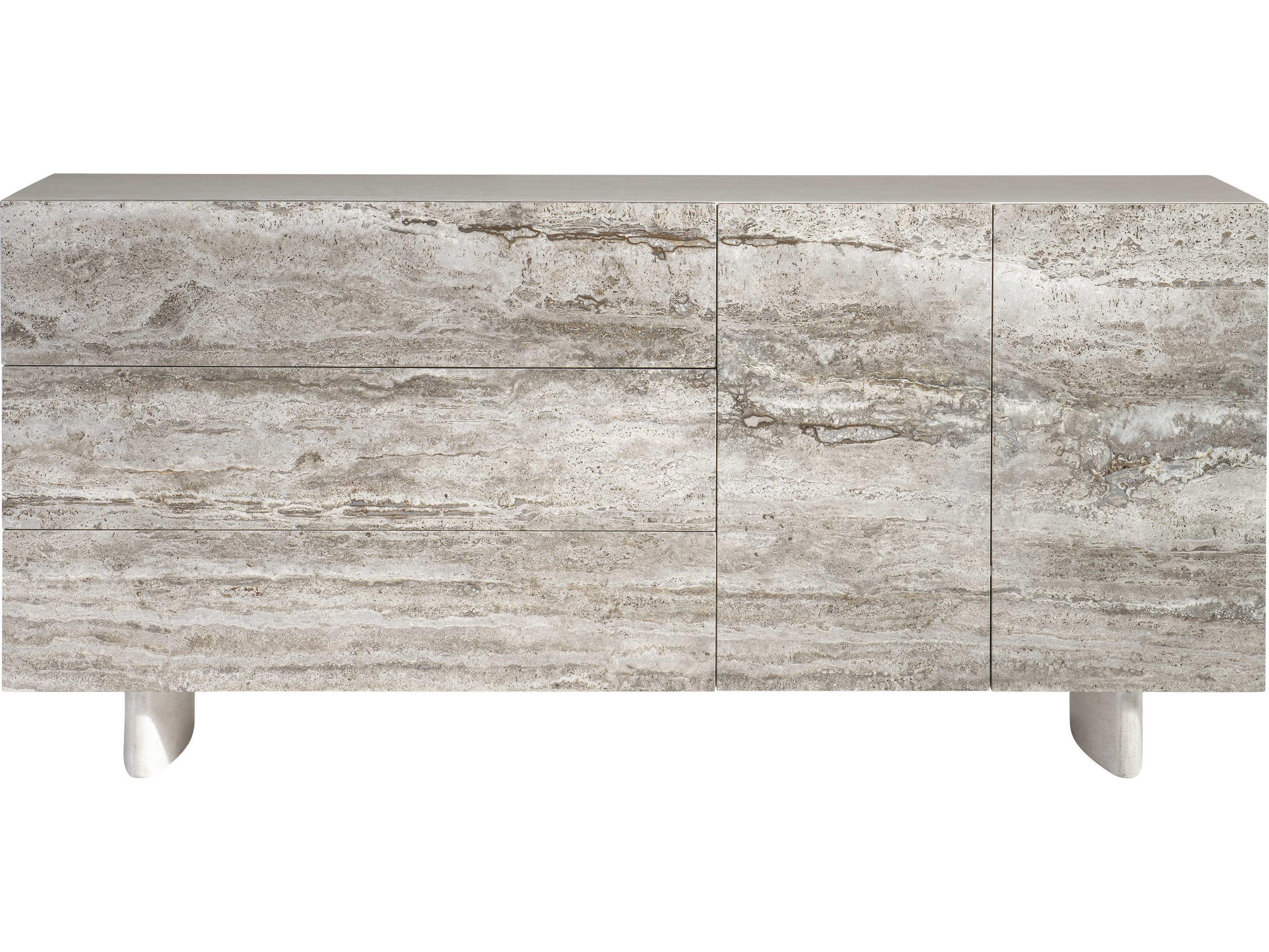 Bernhardt Sereno 72" Walnut Wood Silver Travertine Sideboard