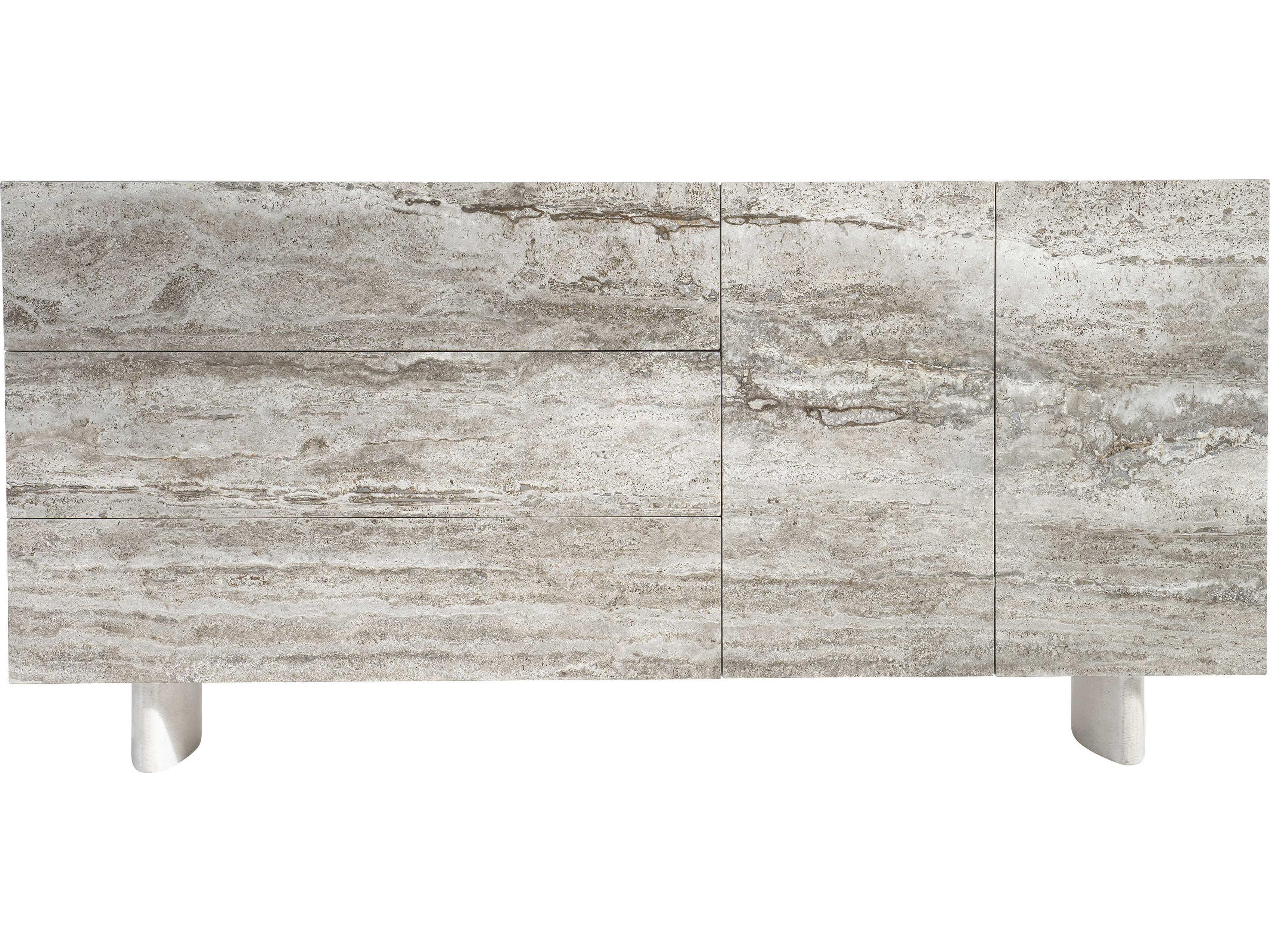 Bernhardt Sereno 72" Walnut Wood Silver Travertine Sideboard