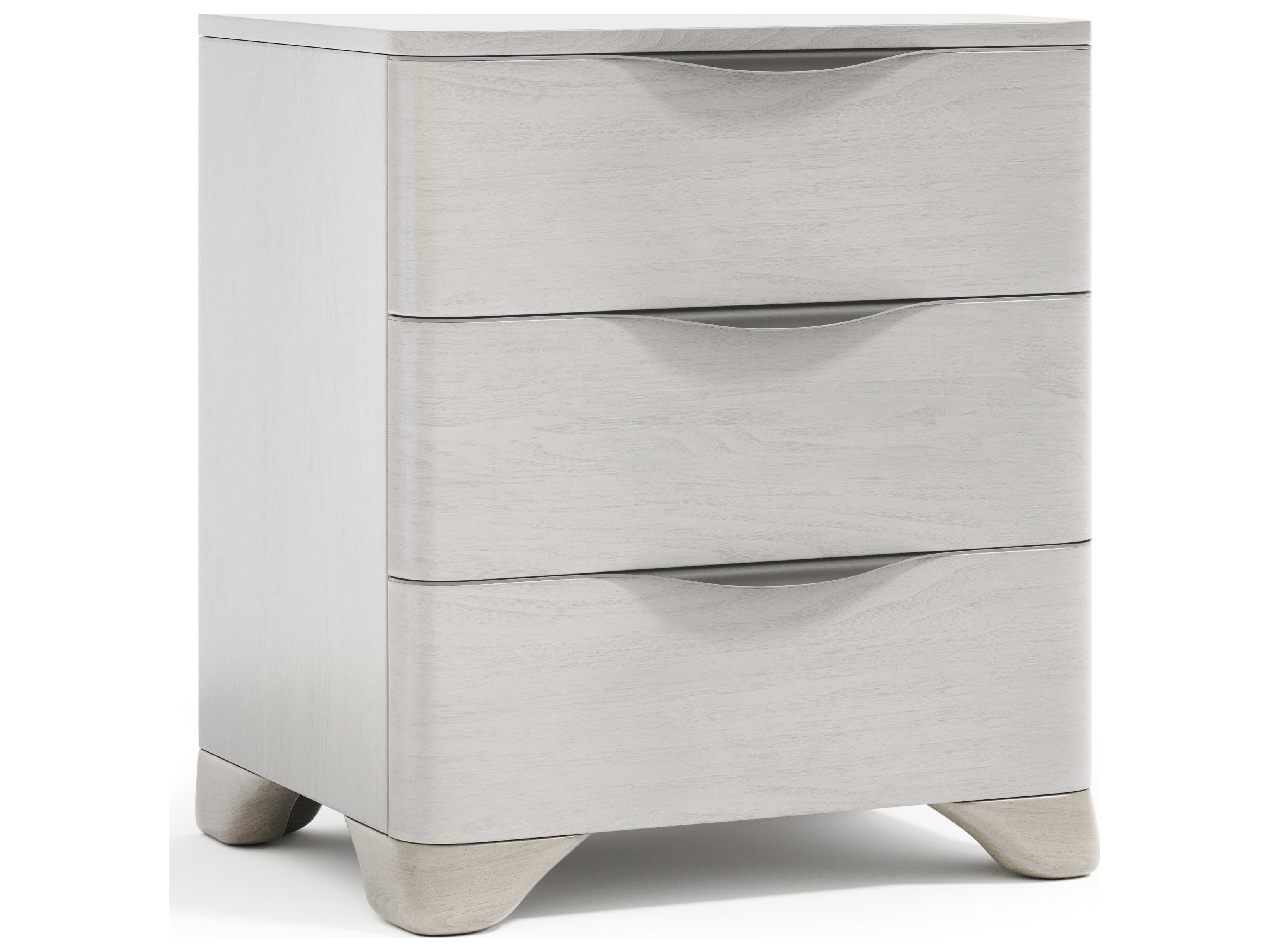 Bernhardt Sereno 3-Drawers White Walnut Wood Nightstand