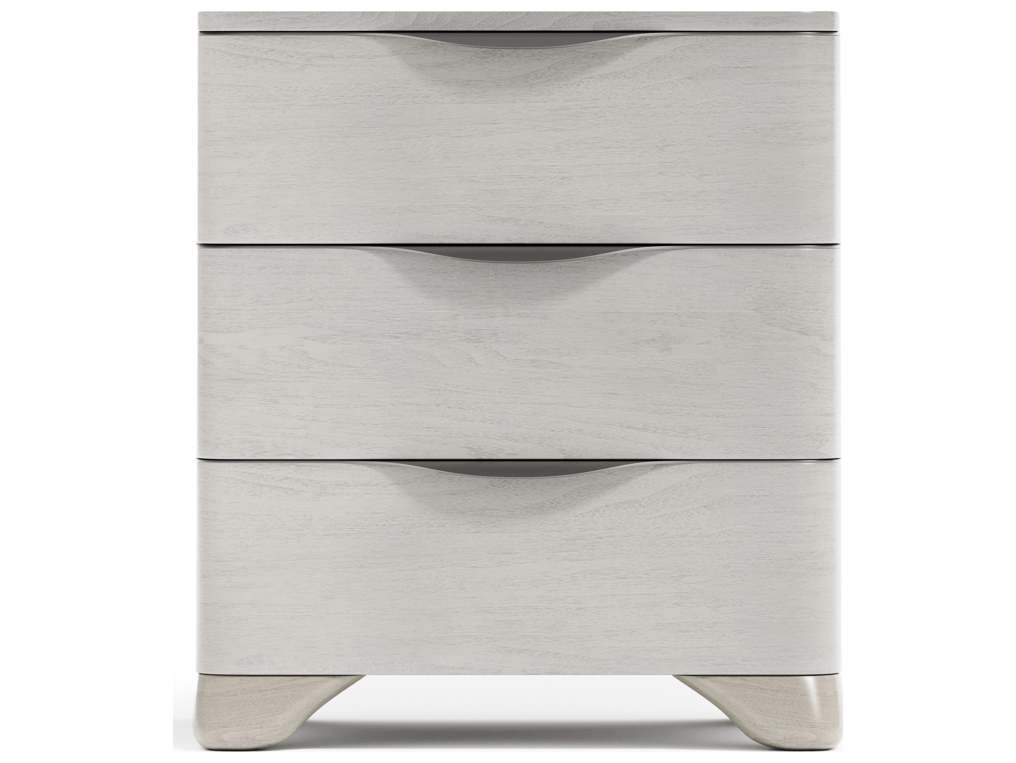 Bernhardt Sereno 3-Drawers White Walnut Wood Nightstand