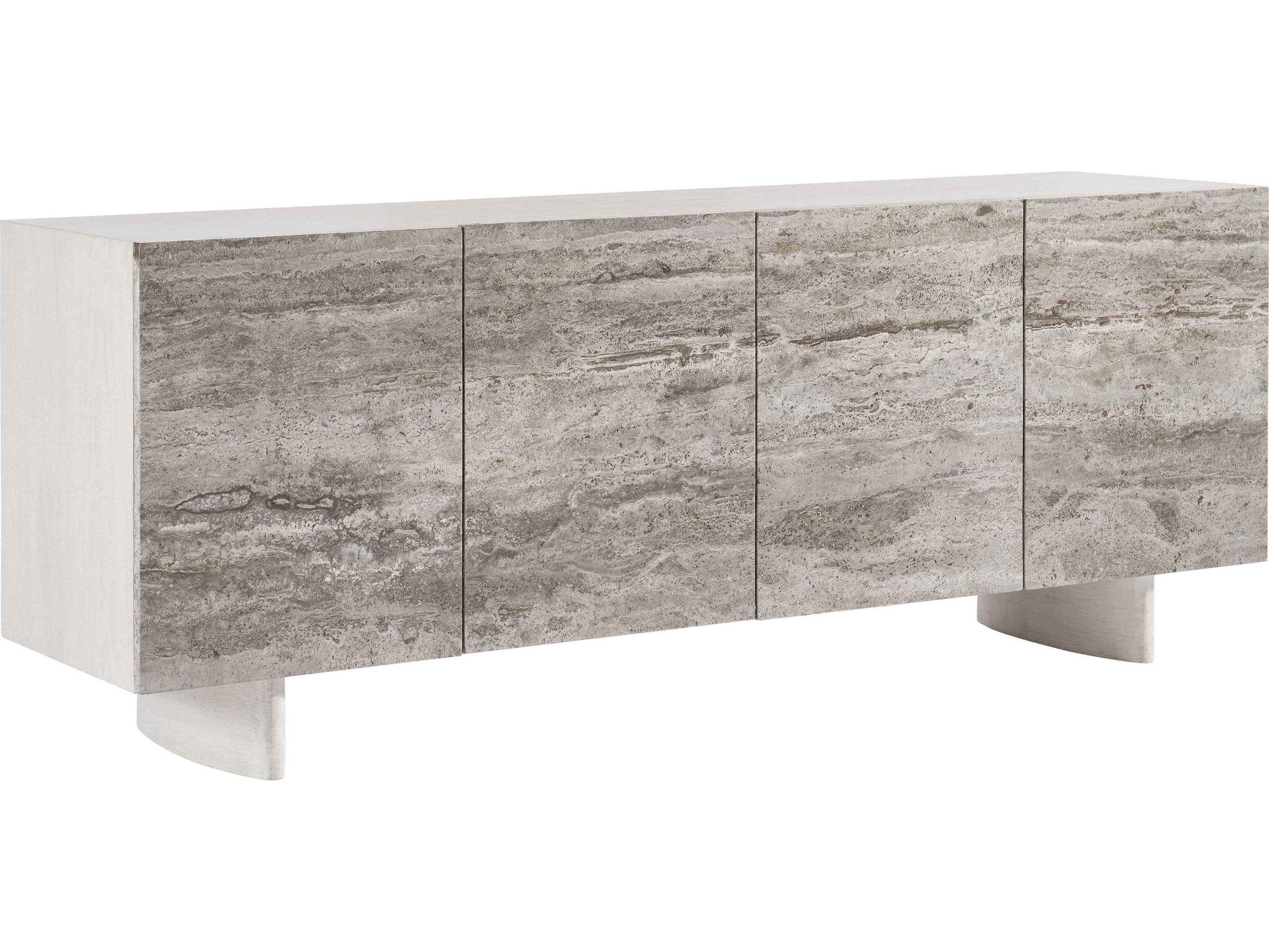 Bernhardt Sereno 72" Walnut Wood Silver Travertine Sideboard