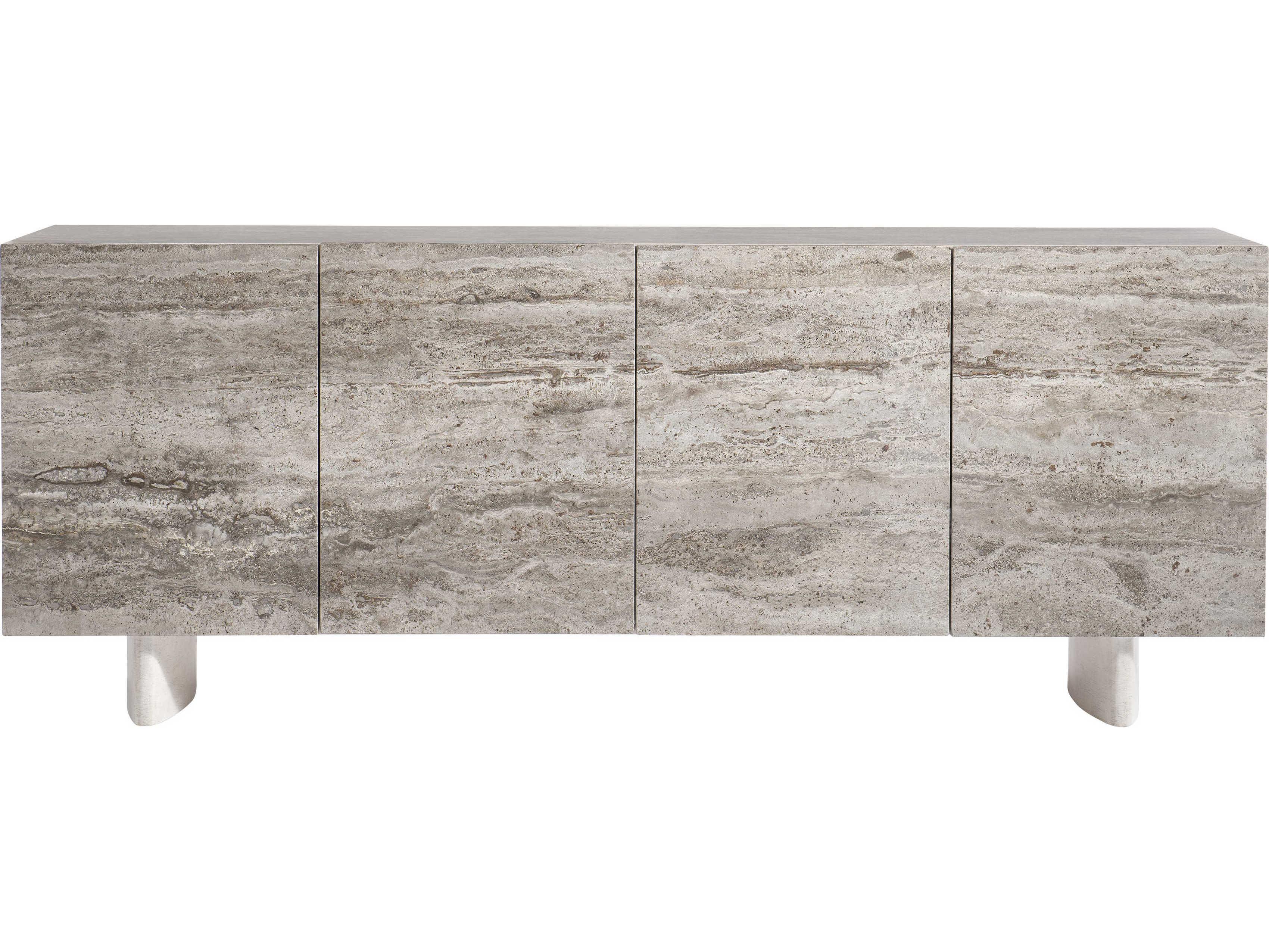 Bernhardt Sereno 72" Walnut Wood Silver Travertine Sideboard