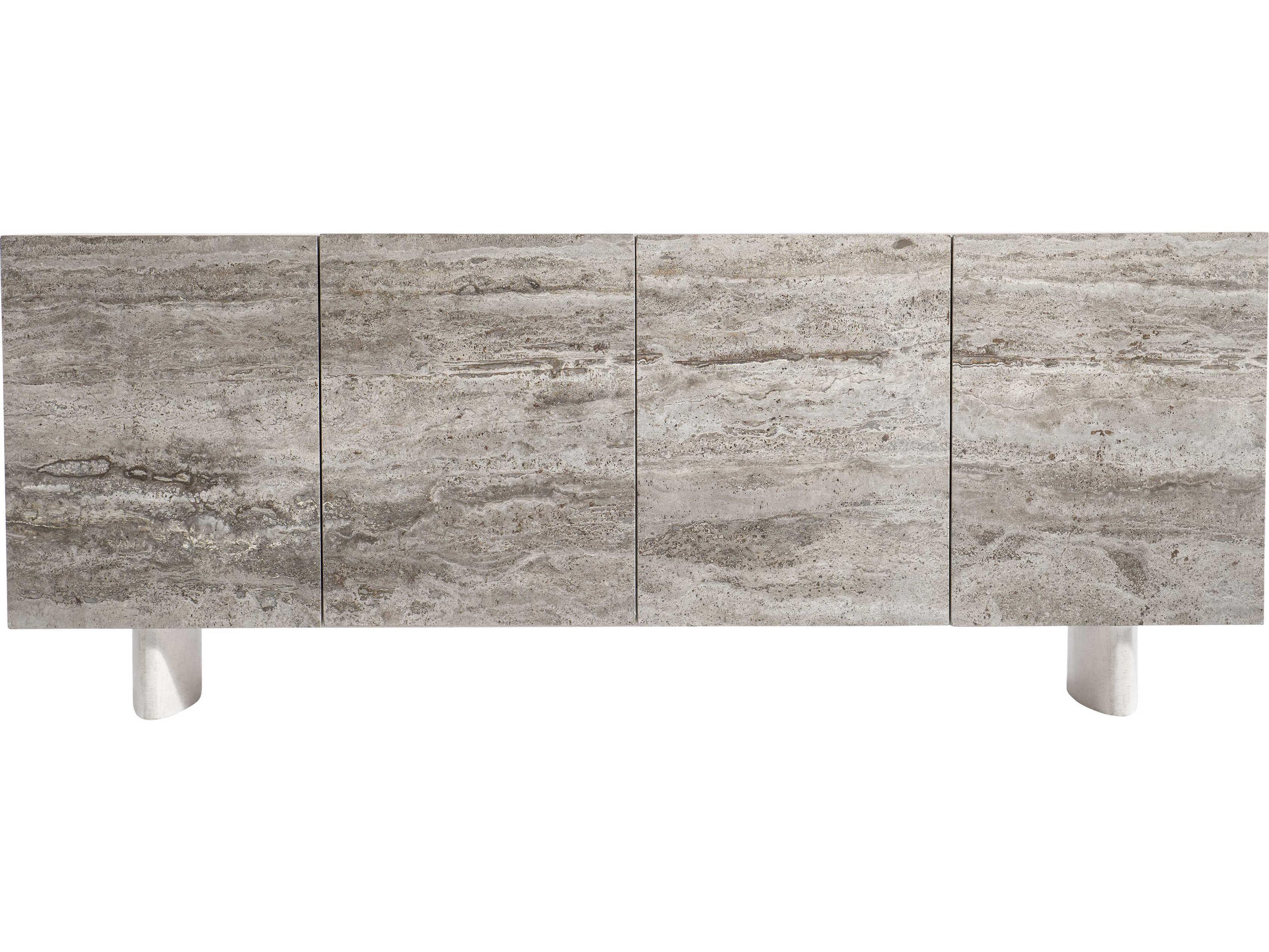Bernhardt Sereno 72" Walnut Wood Silver Travertine Sideboard